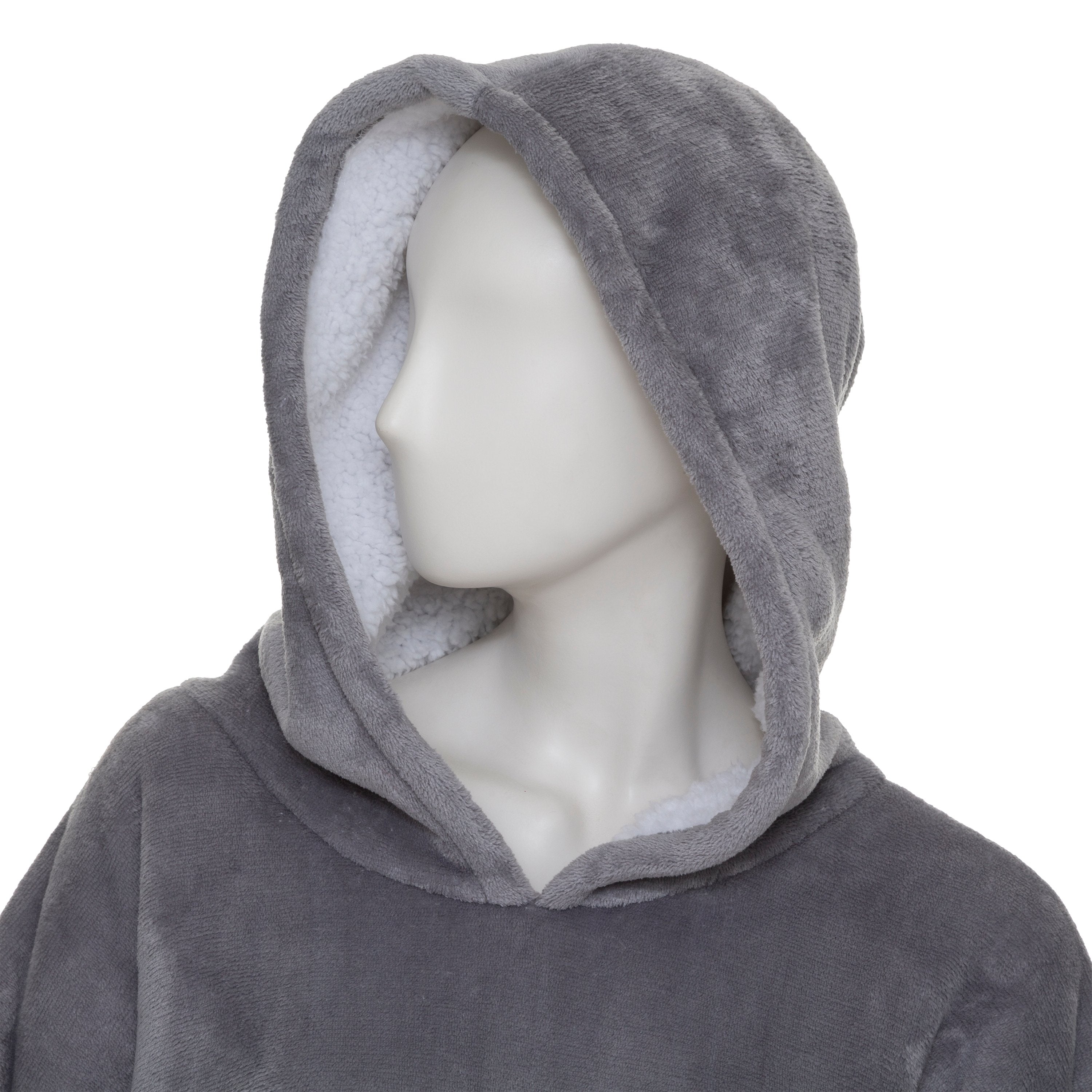 Patura cu gluga marime L XL flanel gri Atmosphera