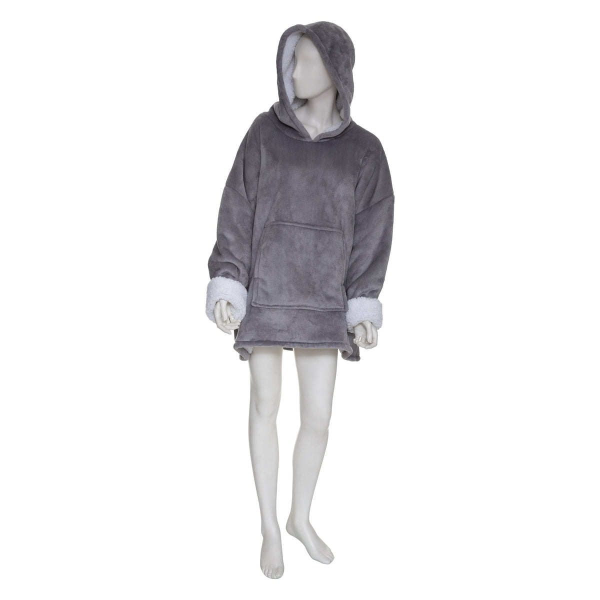 Patura cu gluga marime L XL flanel gri Atmosphera