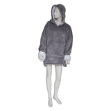 Patura cu gluga marime L XL flanel gri Atmosphera