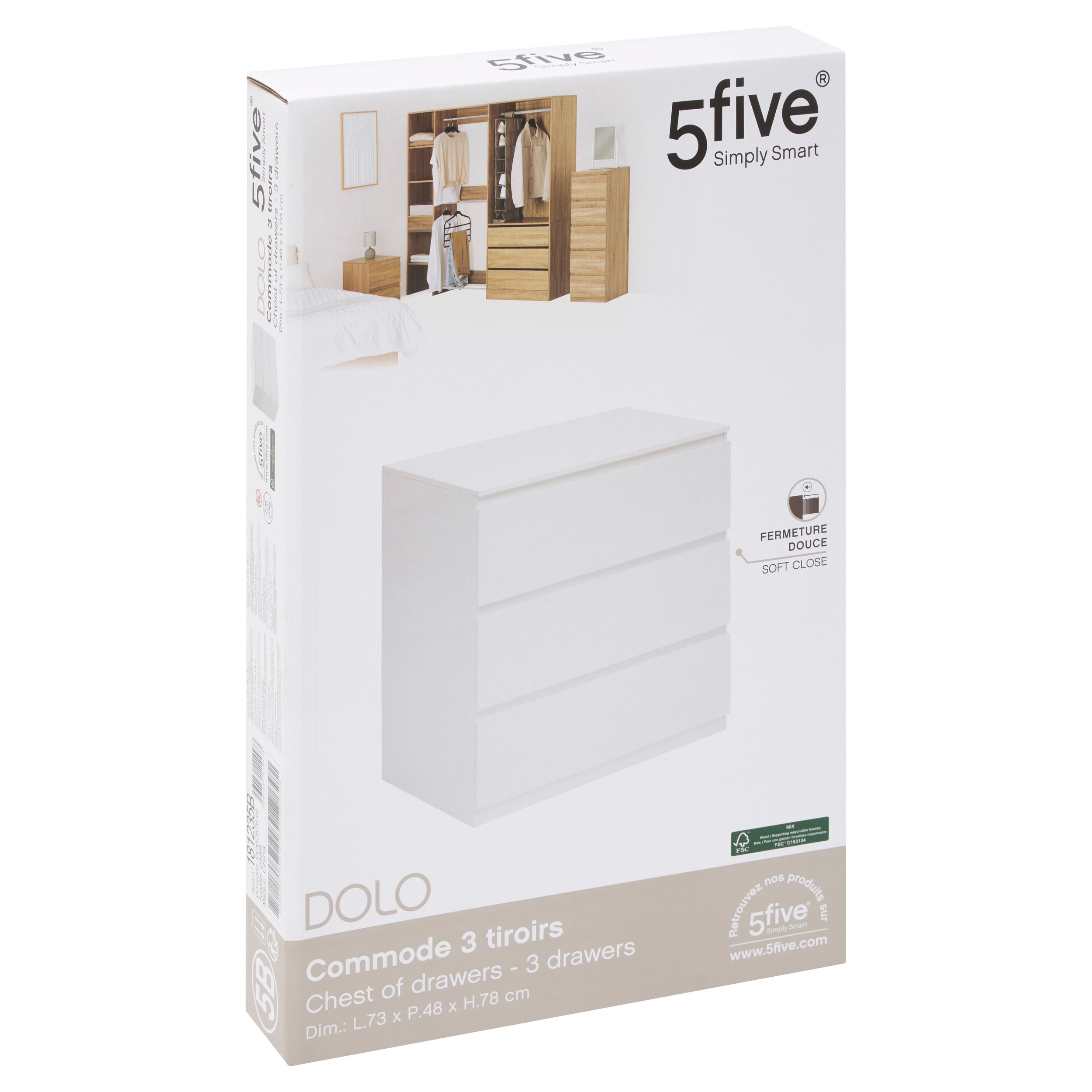 Mobilier depozitare, drawer 3 draw alb dolo - Five