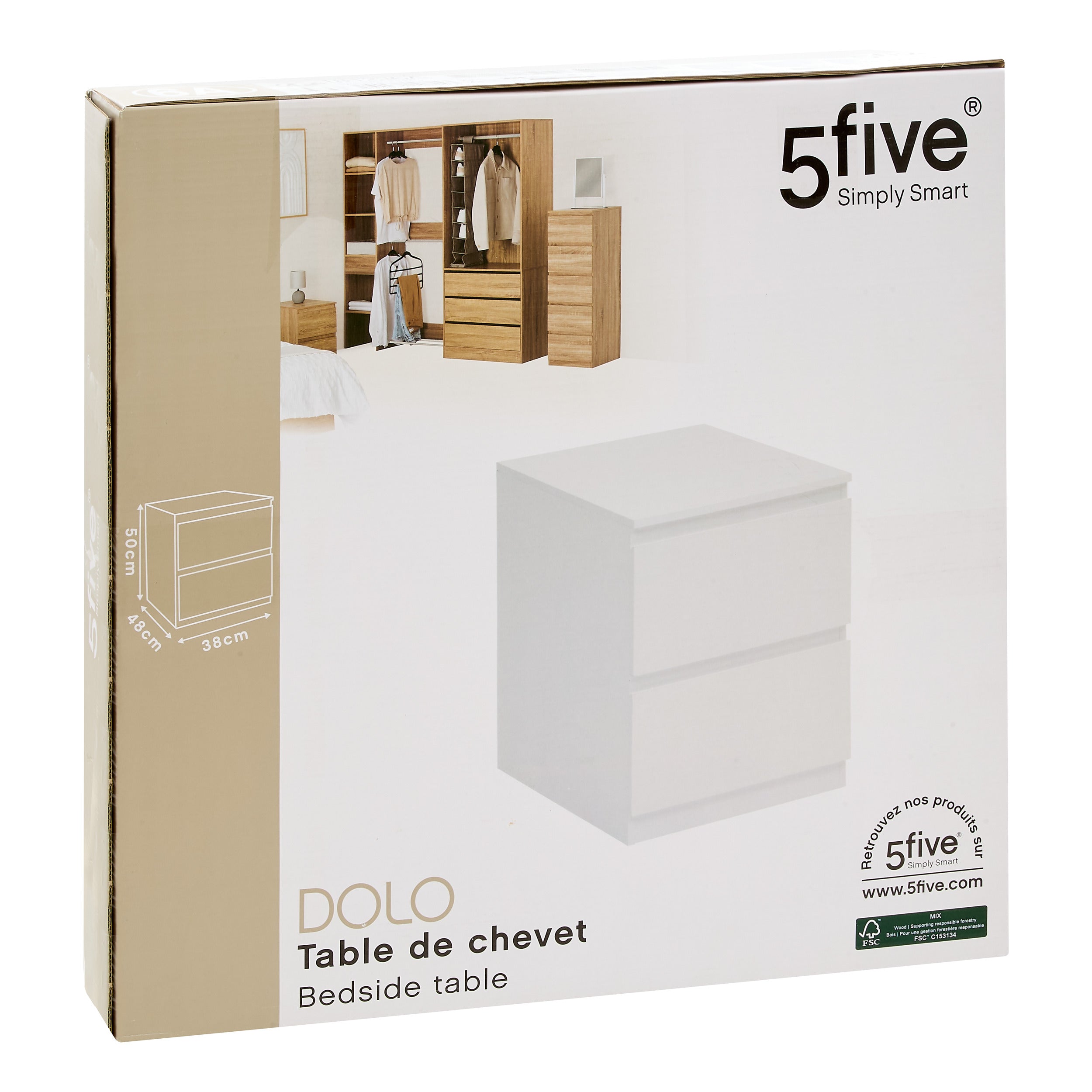 Mobilier depozitare, bedside table alb dolo - Five