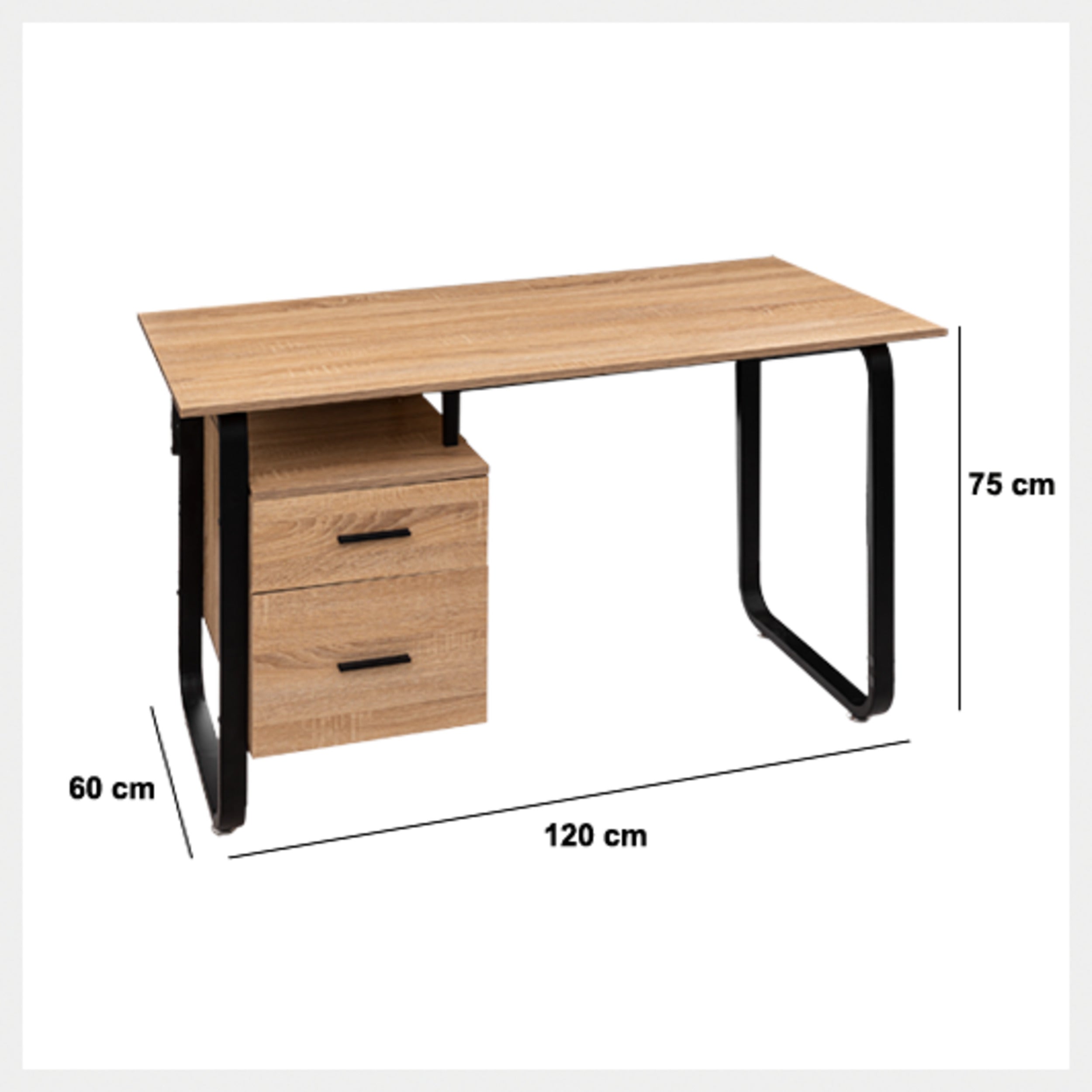 Mobilier depozitare, birou efect lemn/metal sertare - Five