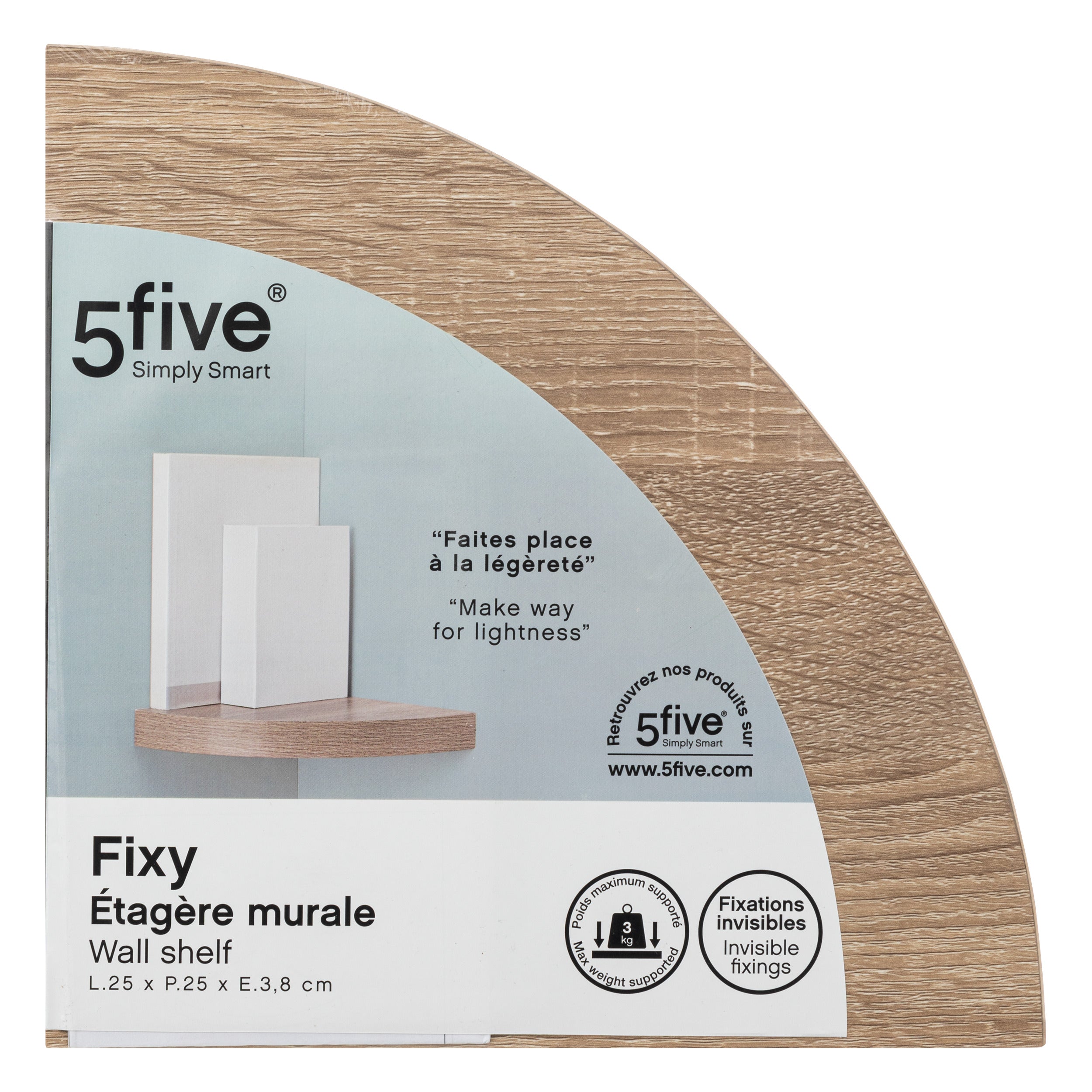 Polita perete unghi stejar fixy - Five