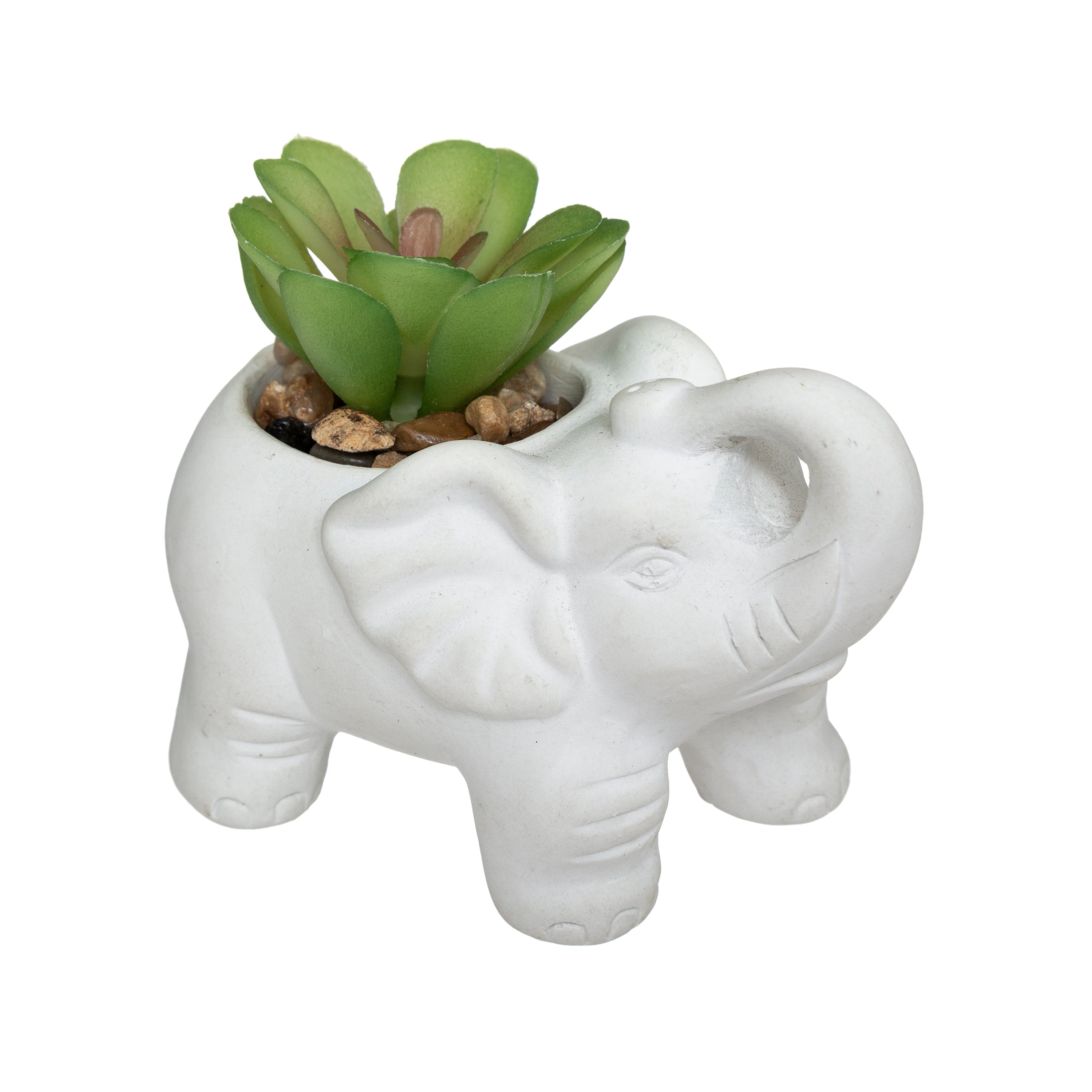 Floare decorativa, elefant cem cu planta H10 cm - Atmosphera