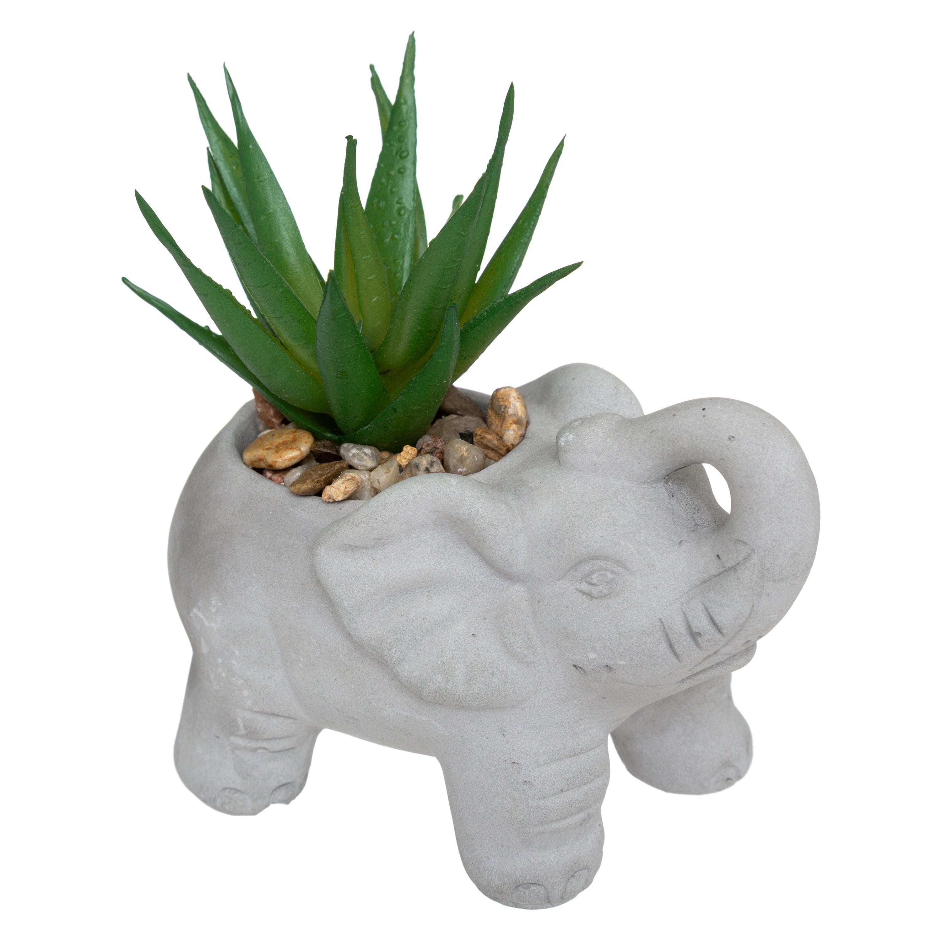 Floare decorativa, elefant cem cu planta H10 cm - Atmosphera
