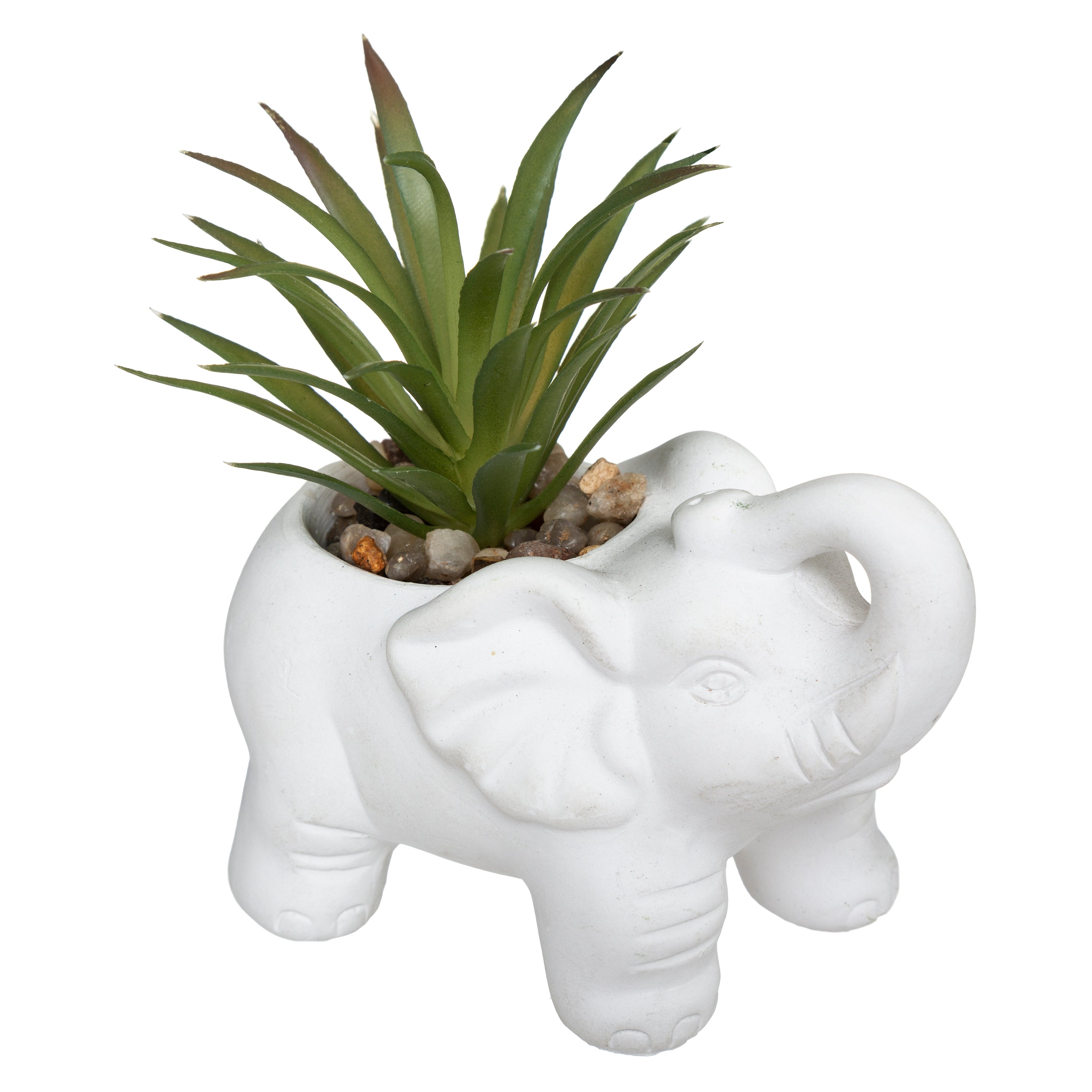 Floare decorativa, elefant cem cu planta H10 cm - Atmosphera