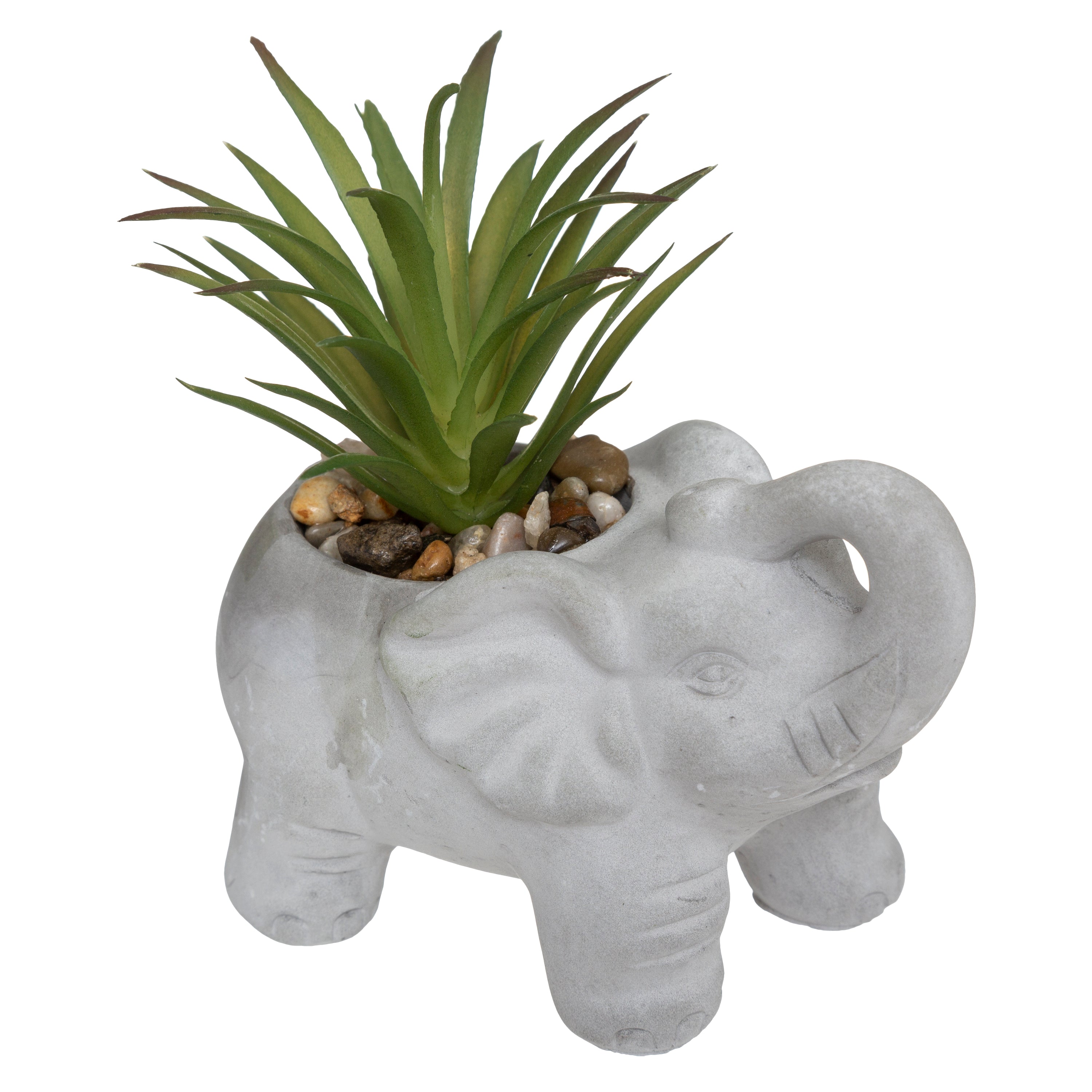 Floare decorativa, elefant cem cu planta H10 cm - Atmosphera