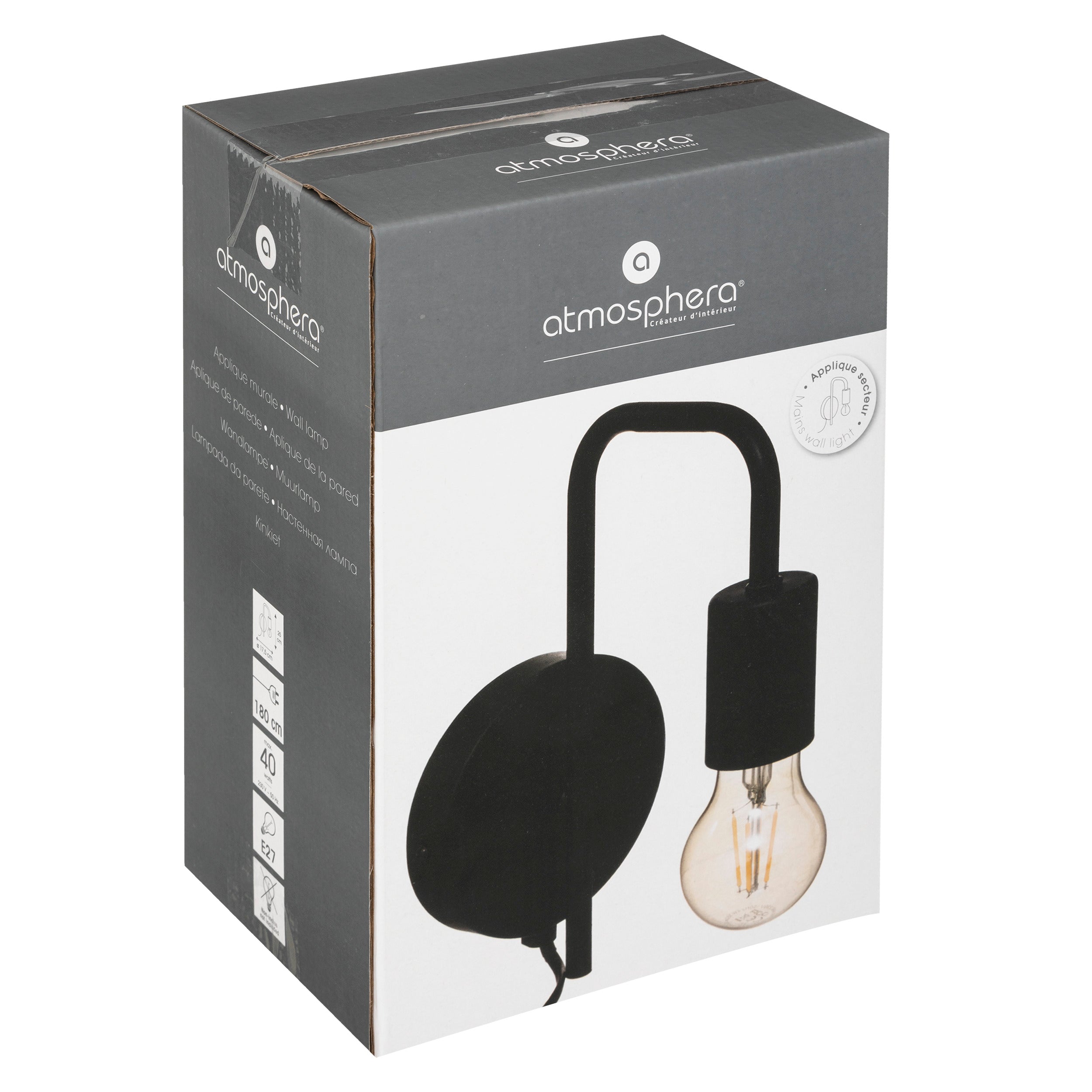 Corp de iluminat, keli negru metal aplica perete D12 cm - Atmosphera