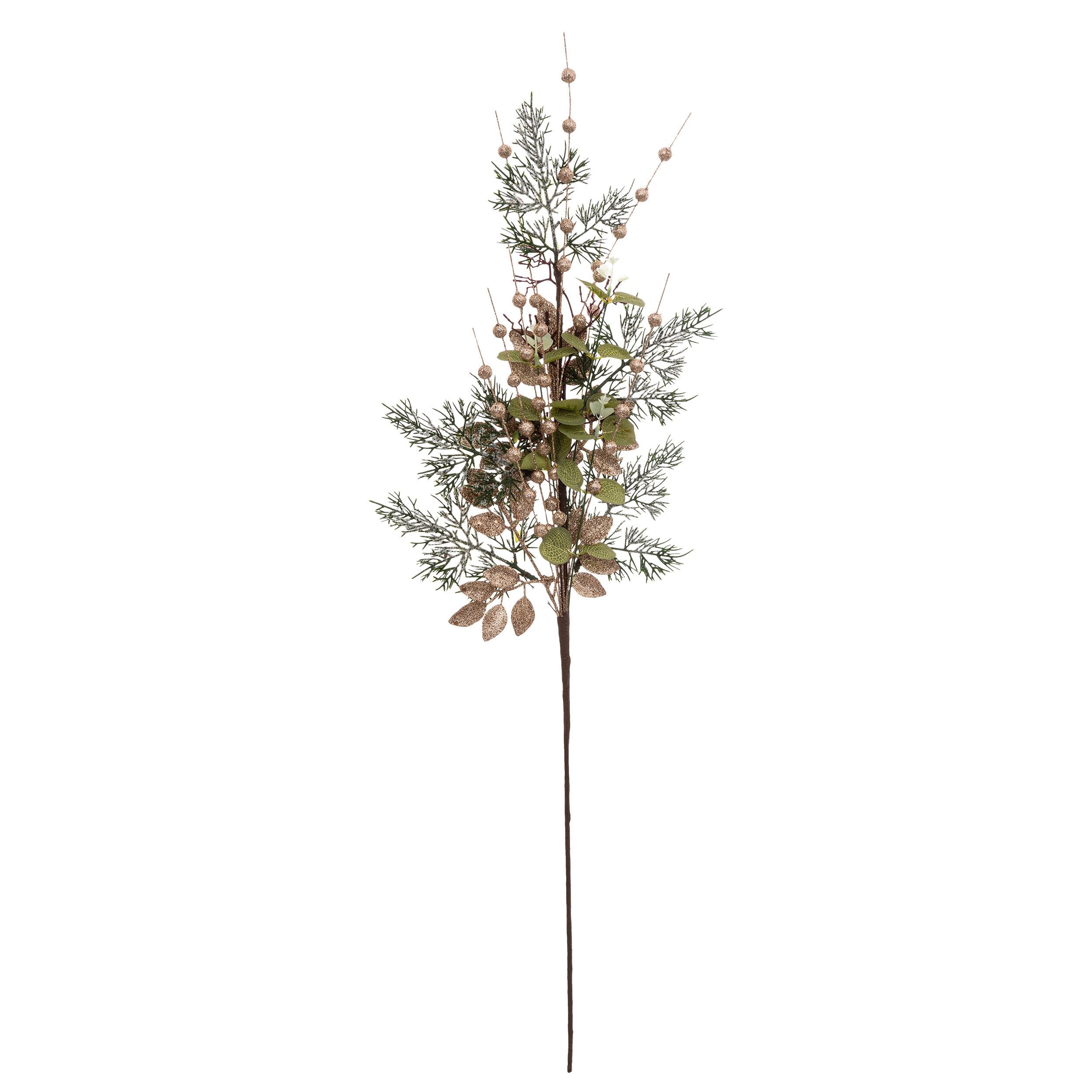 Creanga cu frunze si perle, aurie, H 75 cm | Atmosphera