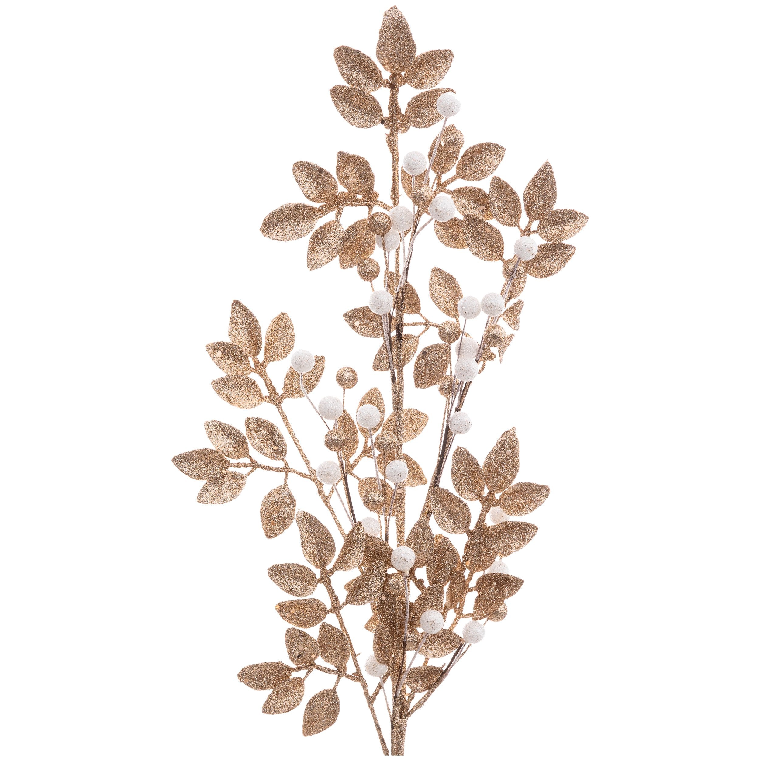 Creanga cu perle albe, aurie, H 75 cm | Atmosphera