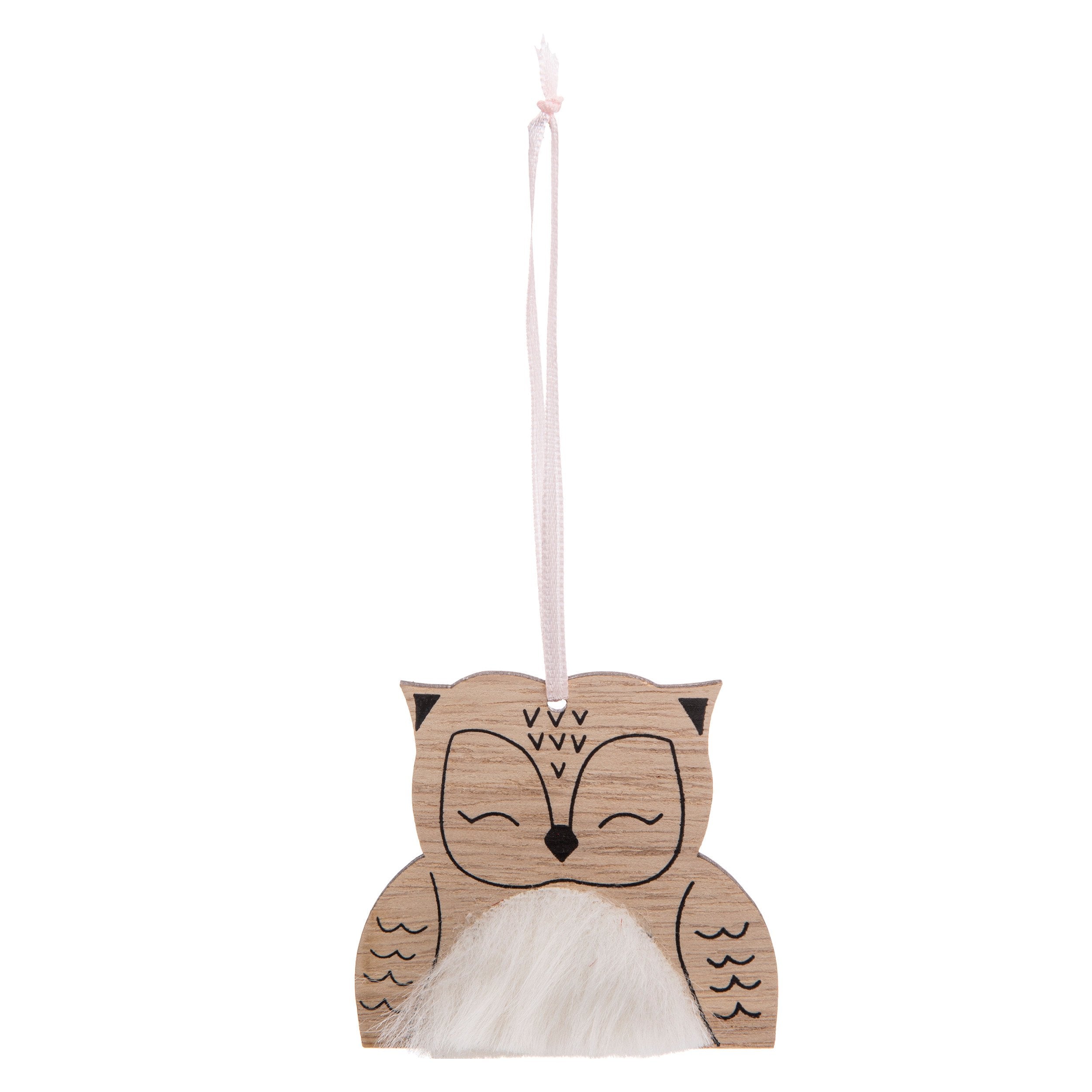 Bufnita decorativa pufoasa din lemn, 7 cm | Atmosphera