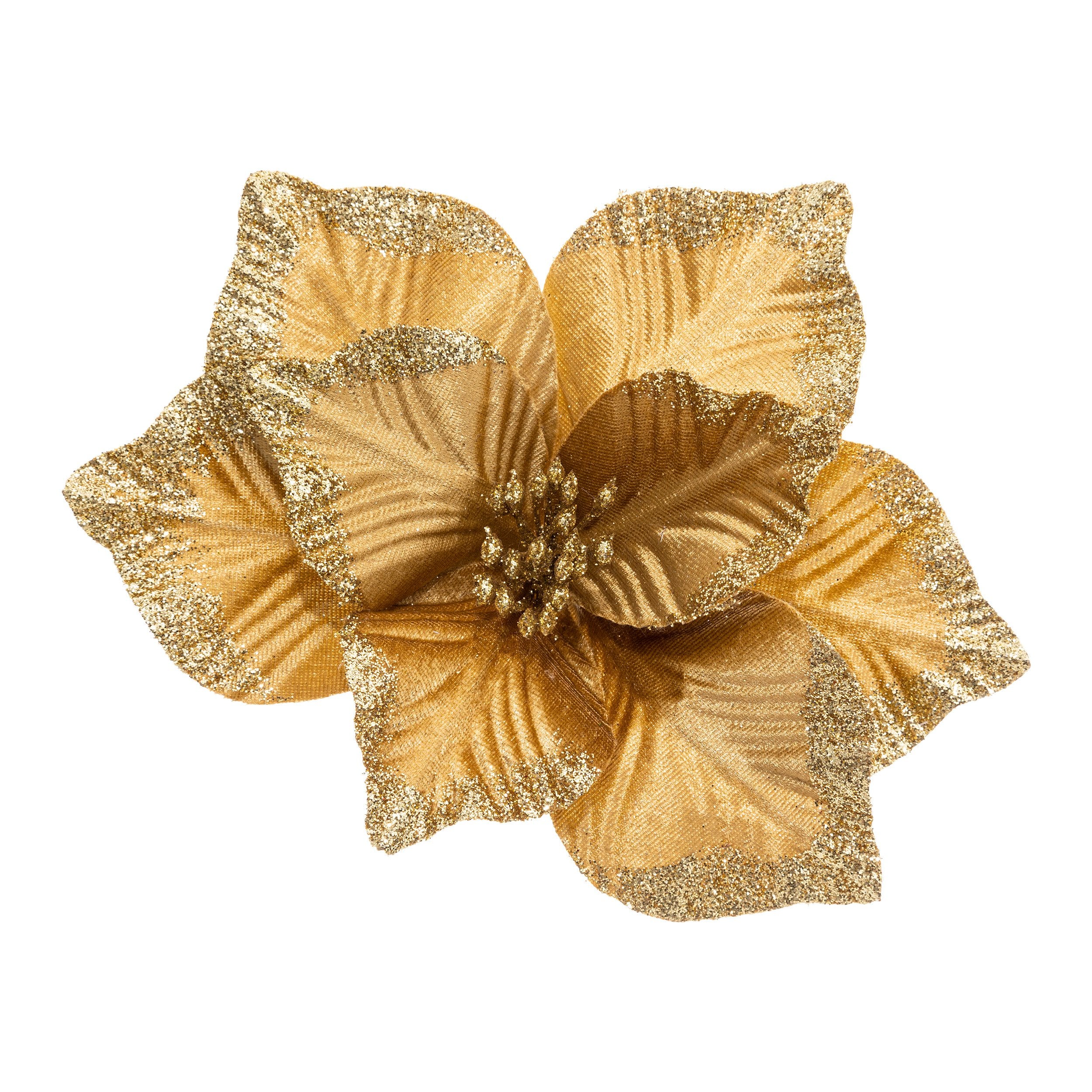 Poinsettia decorativa, aurie, D 24 cm | Atmosphera