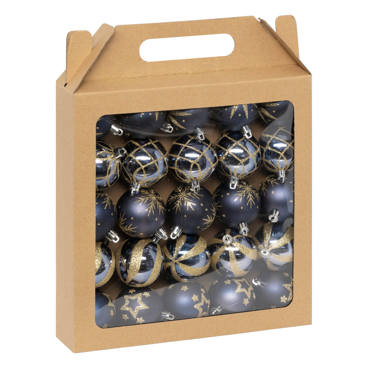 Set 25 globuri, D 6 cm, albastru si auriu | Atmosphera
