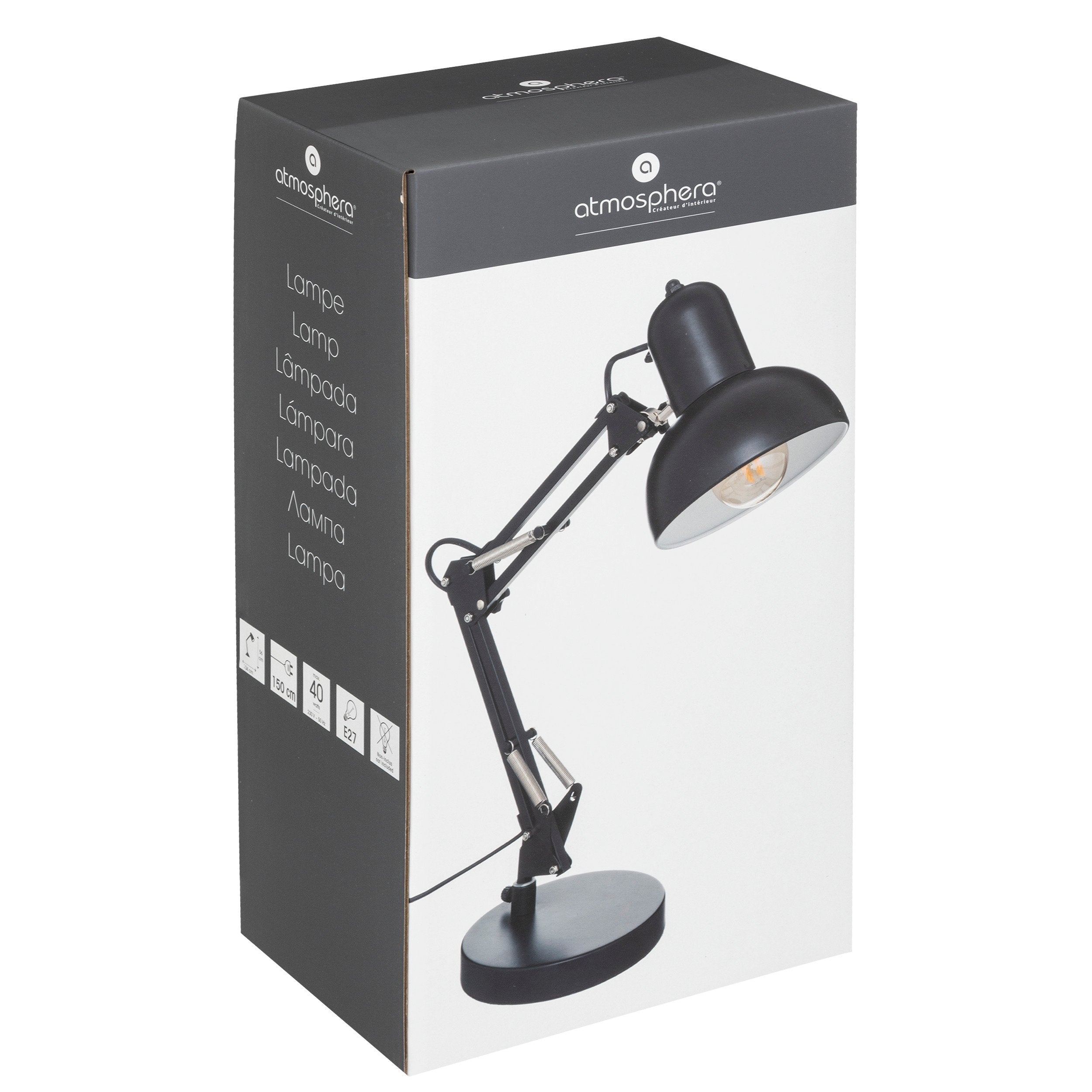Lampa arcuita Bren 55.8 cm inaltime metal negru Atmosphera