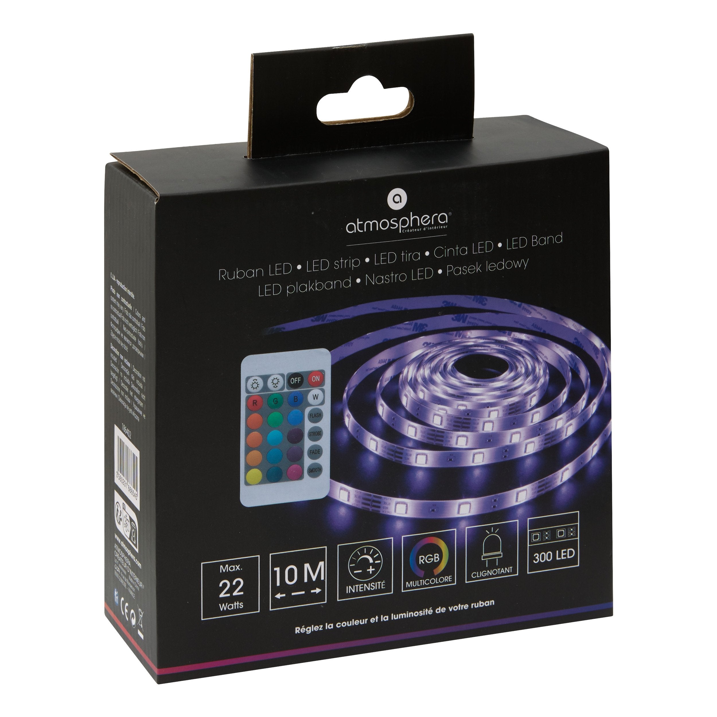 Banda LED cu alimentare la priza 10 m lungime lumina multicolora cu telecomanda Atmosphera