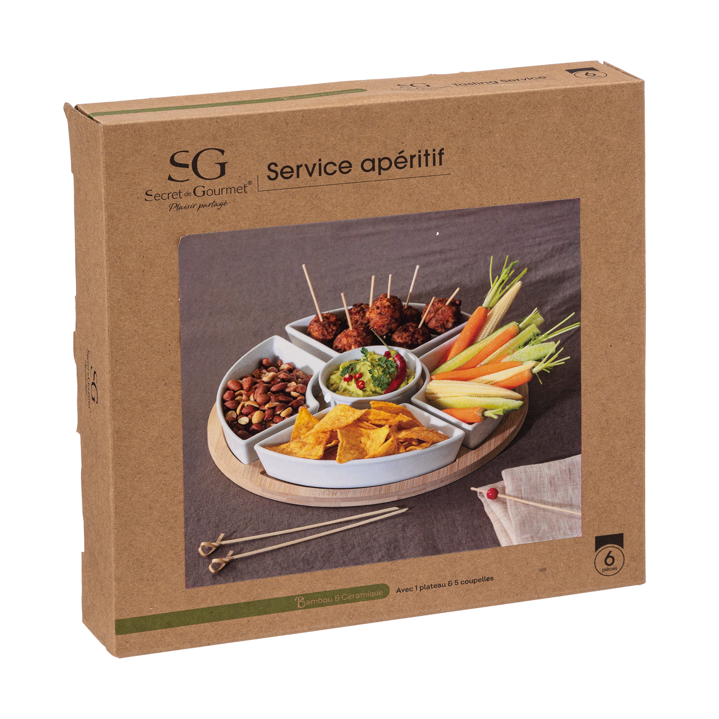 Set aperitiv rotund alb rio 6 piese - Secret de Gourmet