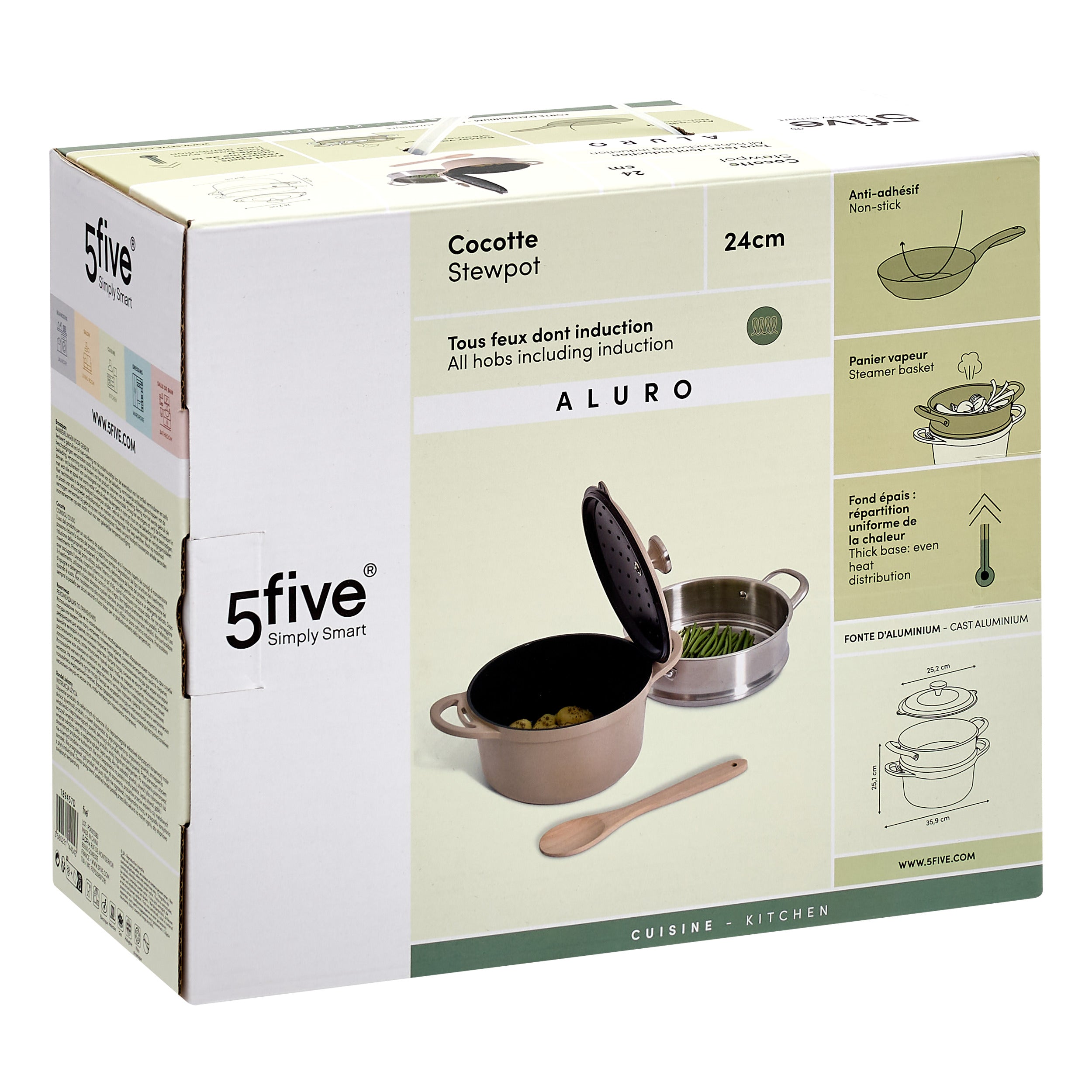 Cast alu pot steamer 24 taupe - Five