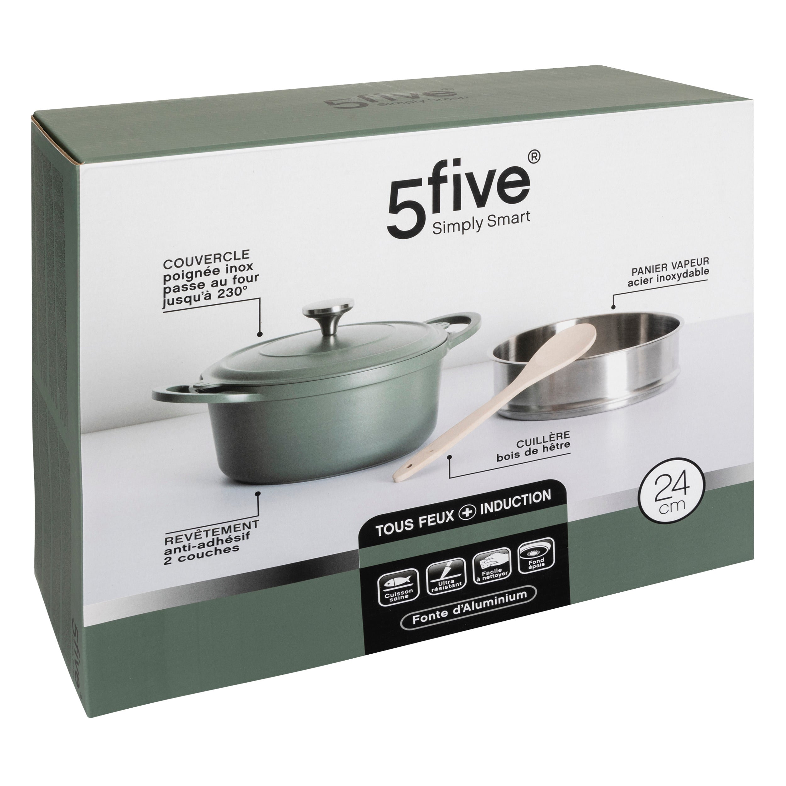 Oala cu abur alu turnat 24 verde - Five