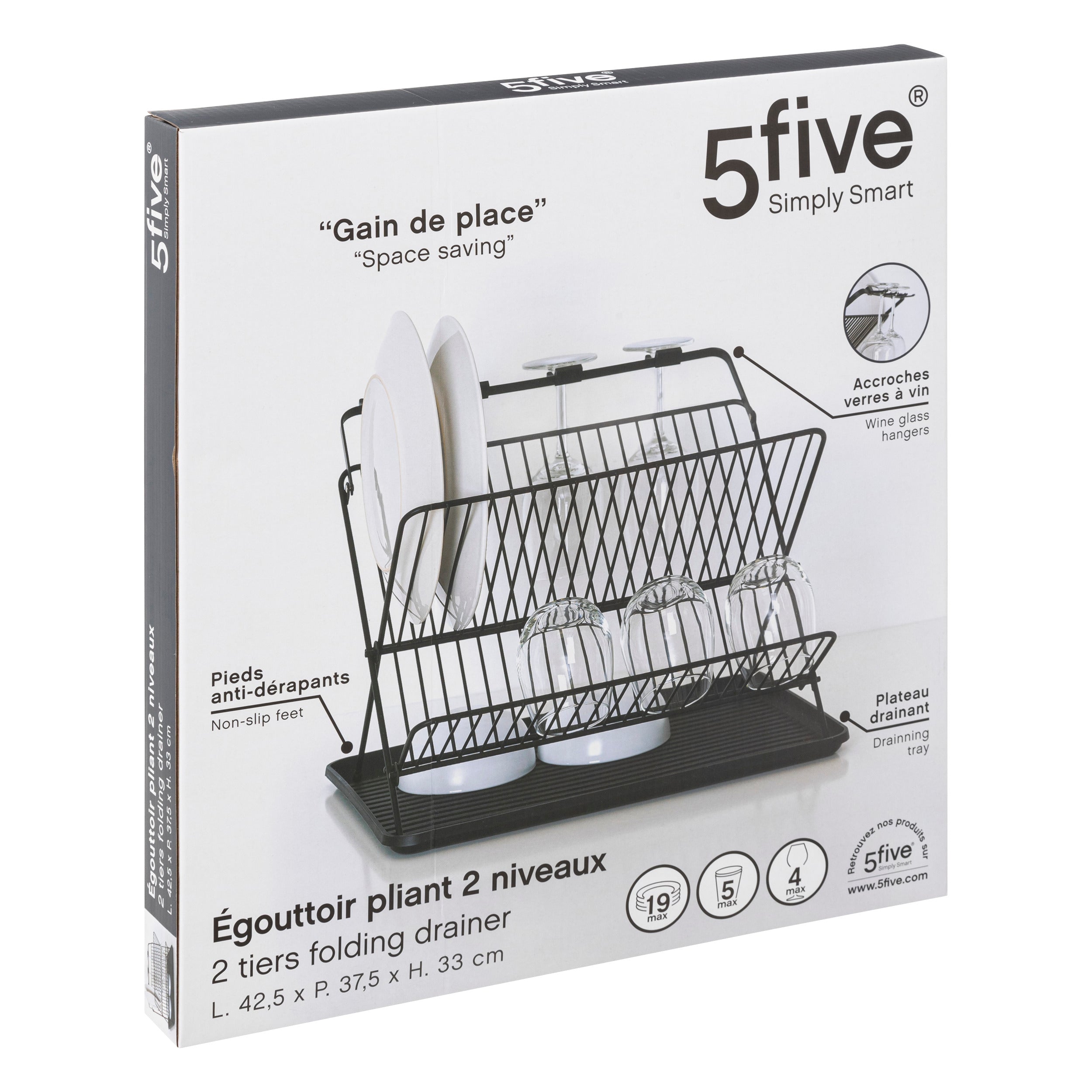 Scurgator vaze 2niv pliabil ed negru - Five