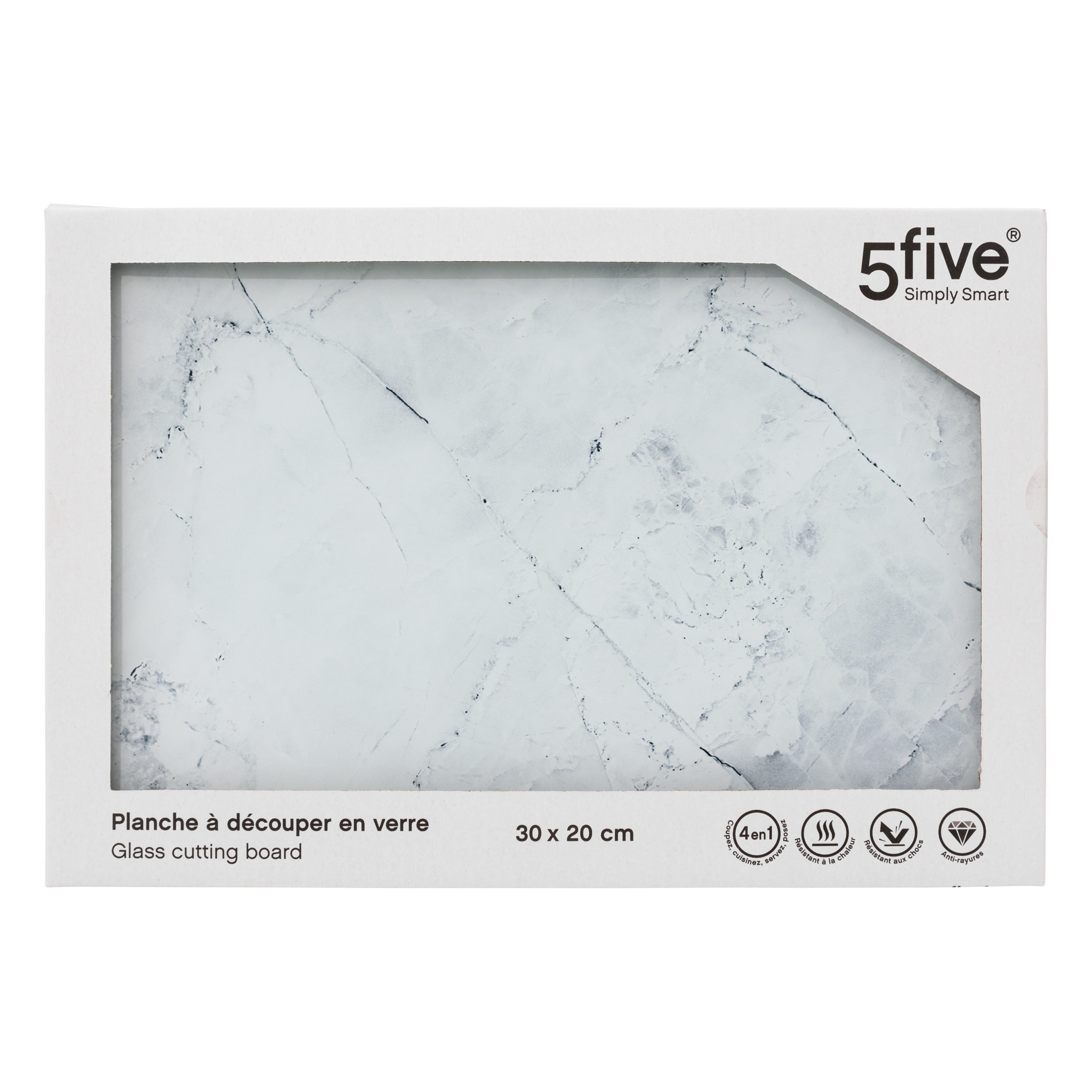 Tocator 30 x 20 cm sticla alb mar - Five