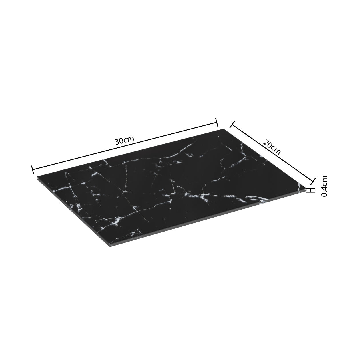 Tocator 30 x 20 cm sticla negru mar - Five