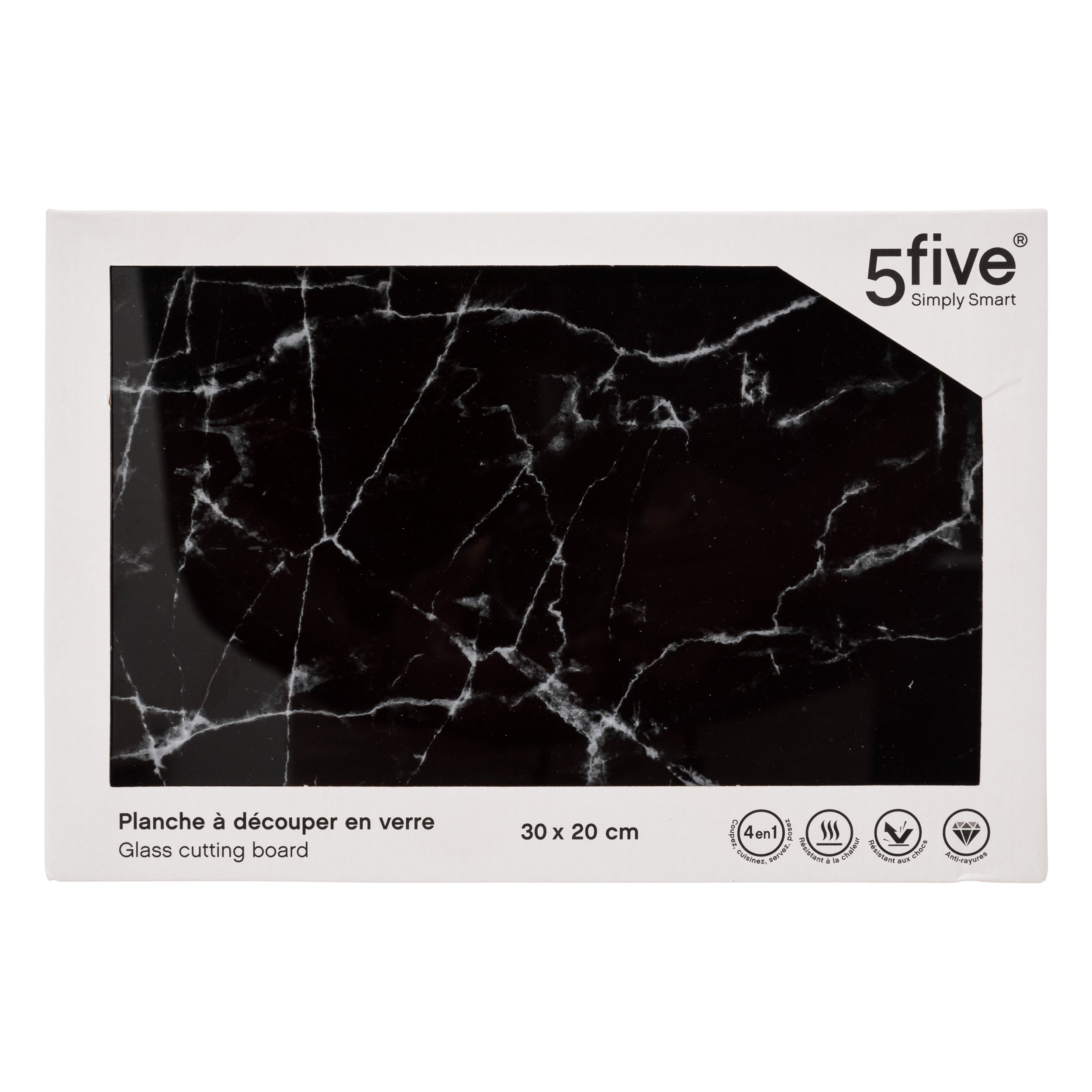 Tocator 30 x 20 cm sticla negru mar - Five