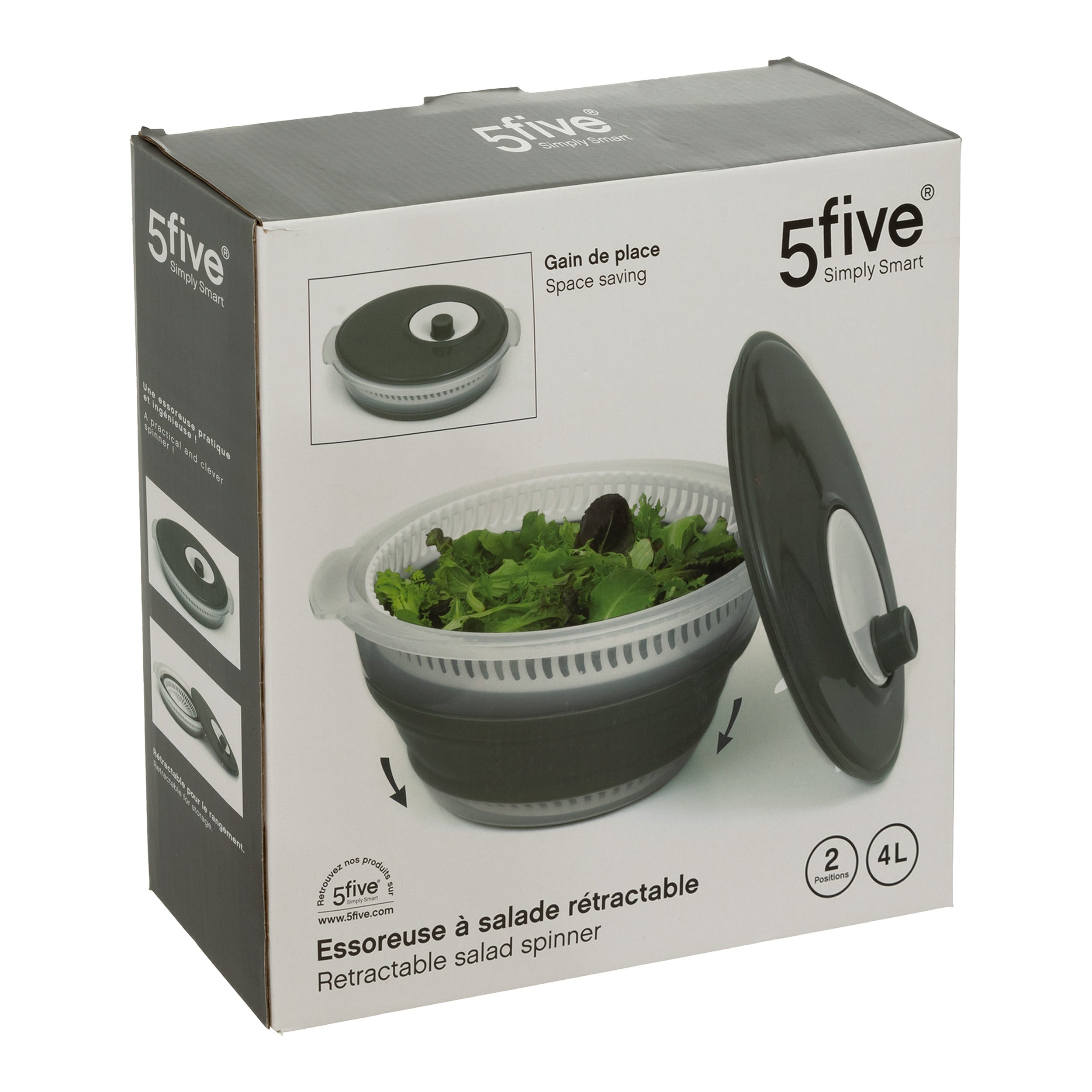 Centrifuga salata retractabila manivela 4,5 l - Five