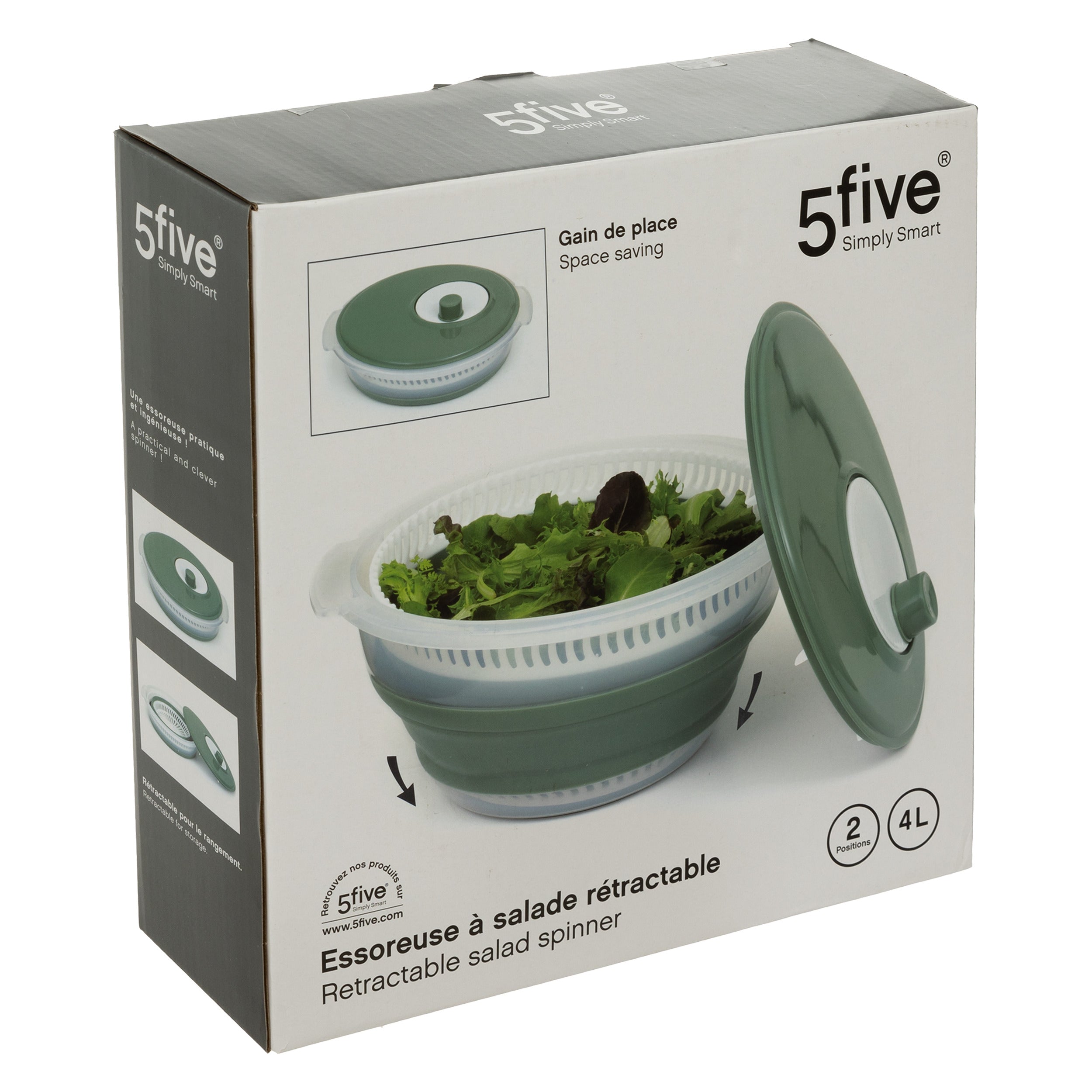 Centrifuga salata retractabila manivela 4,5 l - Five