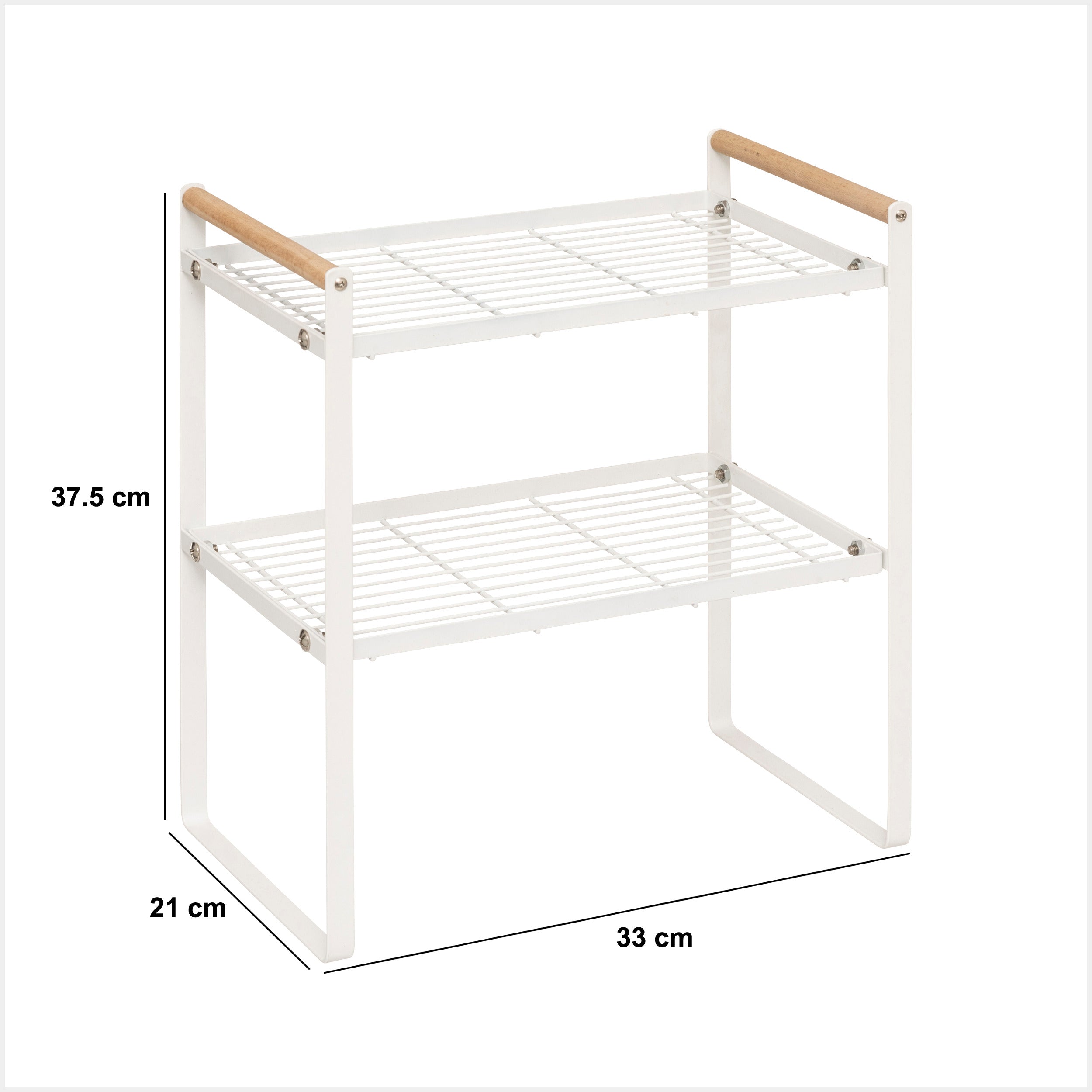 Raft metalic 2 polite, alb, L 33 x D 21 x H 37,5 cm