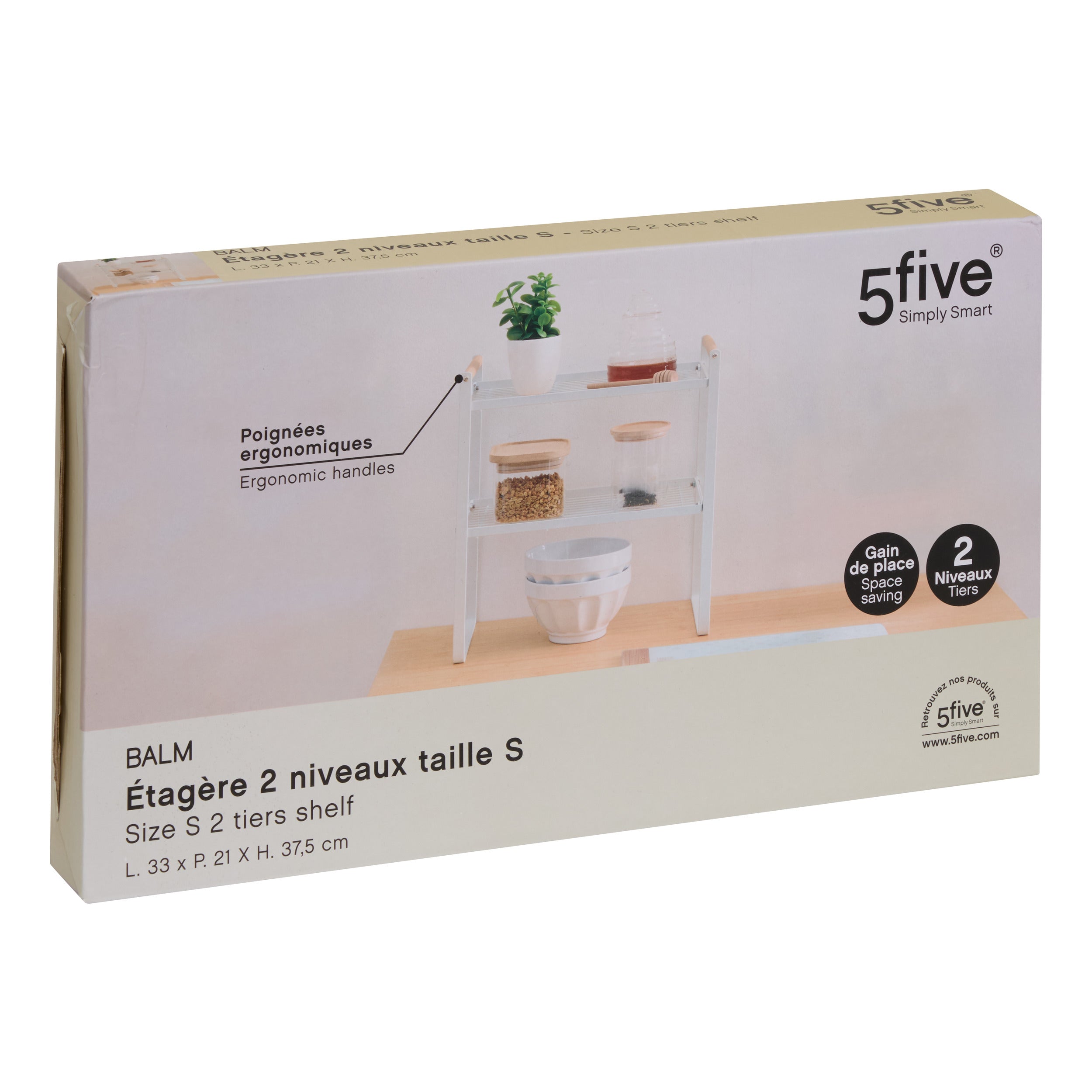 Raft metalic 2 polite, alb, L 33 x D 21 x H 37,5 cm
