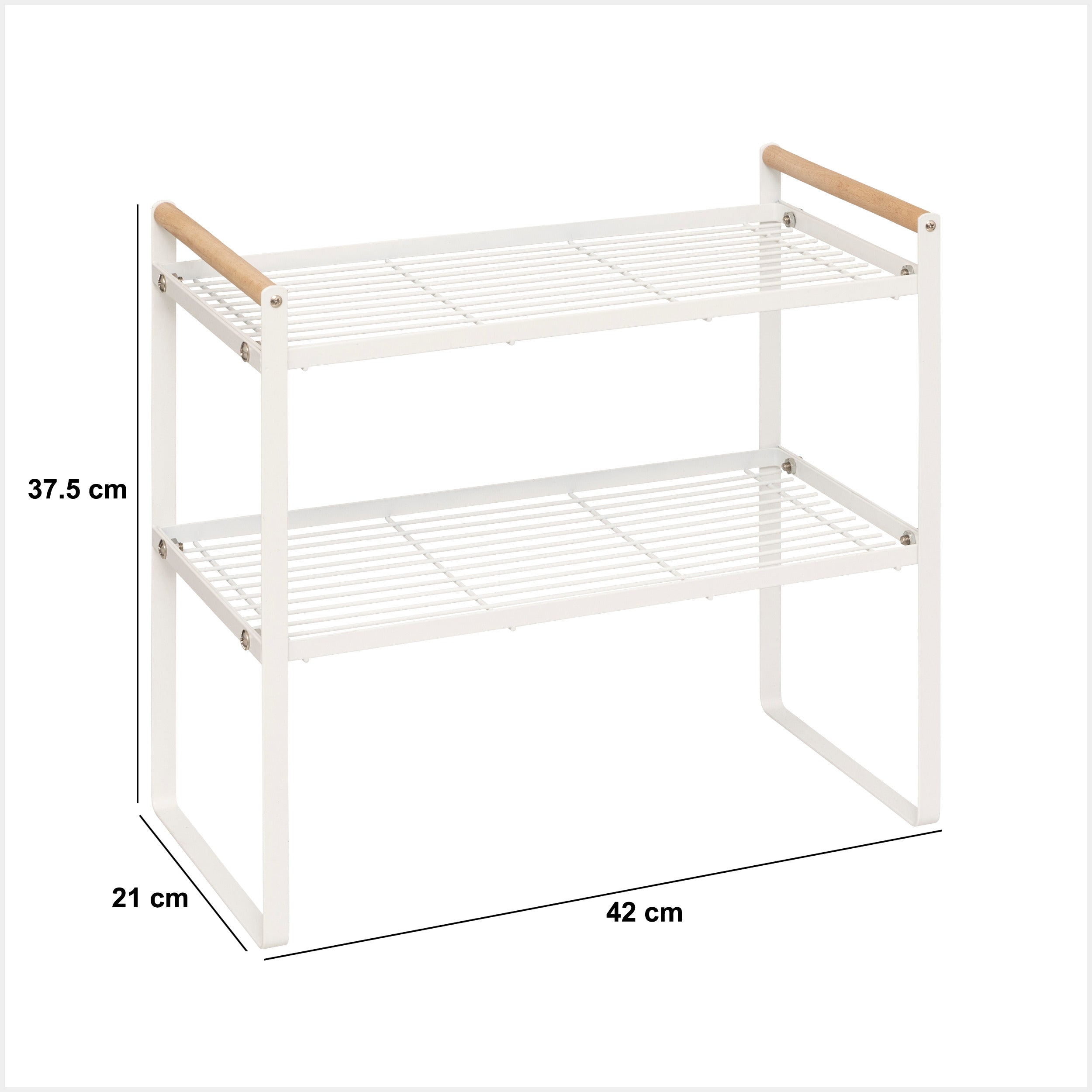 Raft metalic 2 polite, alb, L 42 x D 21 x H 37,5 cm