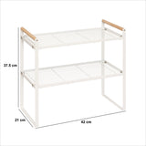 Raft metalic 2 polite, alb, L 42 x D 21 x H 37,5 cm