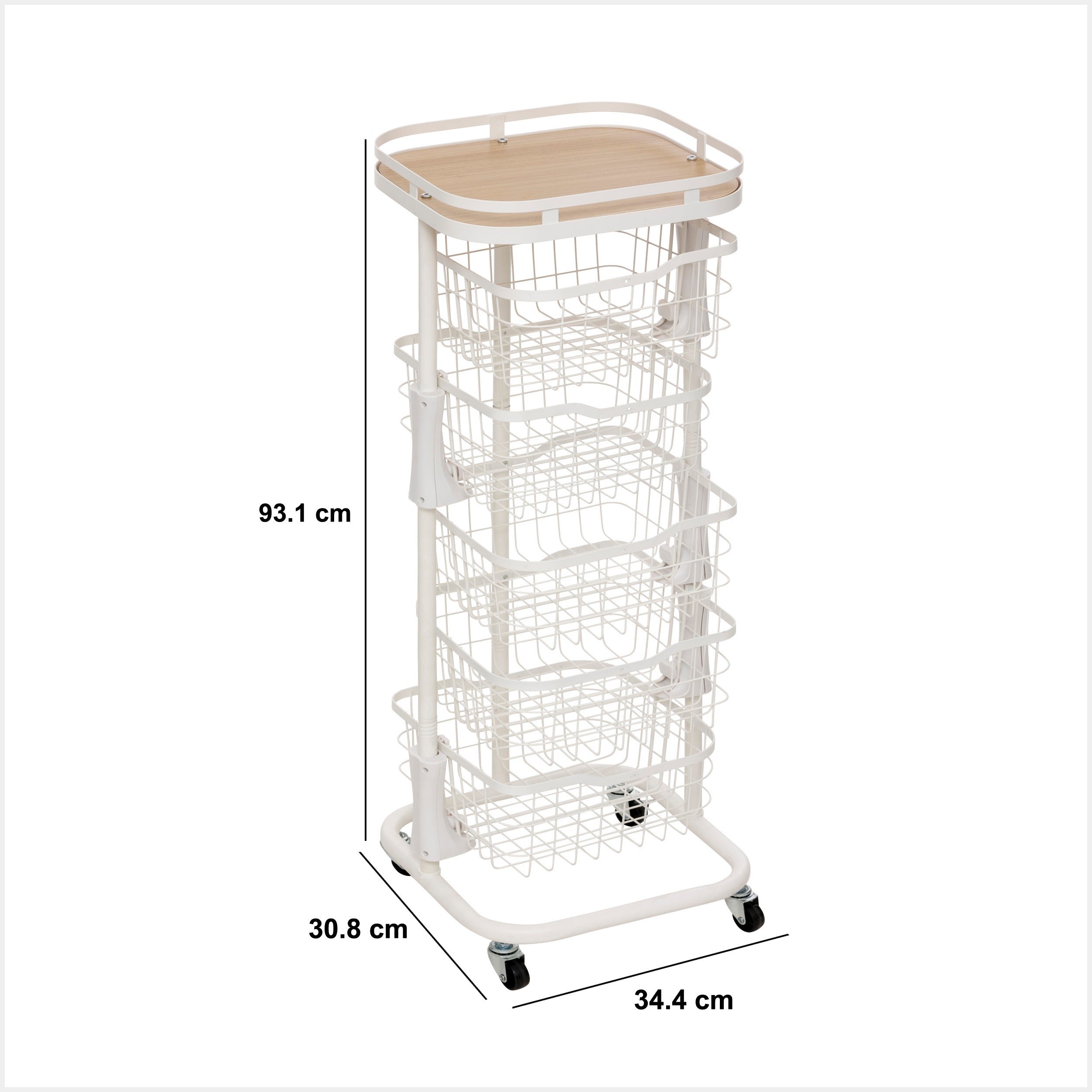 Carucior bucatarie, 5 cosuri, MDF/metal