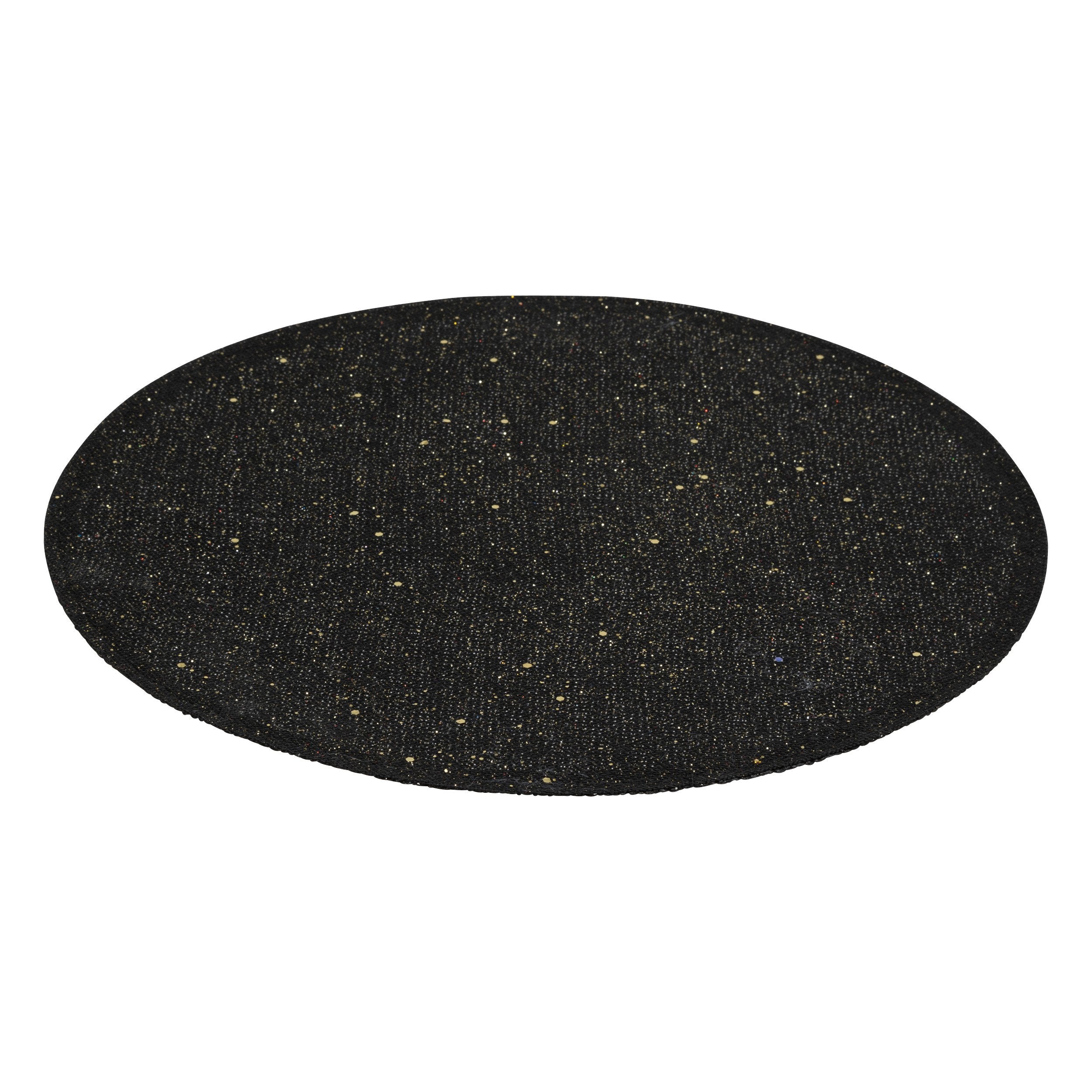 Suport farfurie cu sclipici, negru, D 38 cm | Atmosphera
