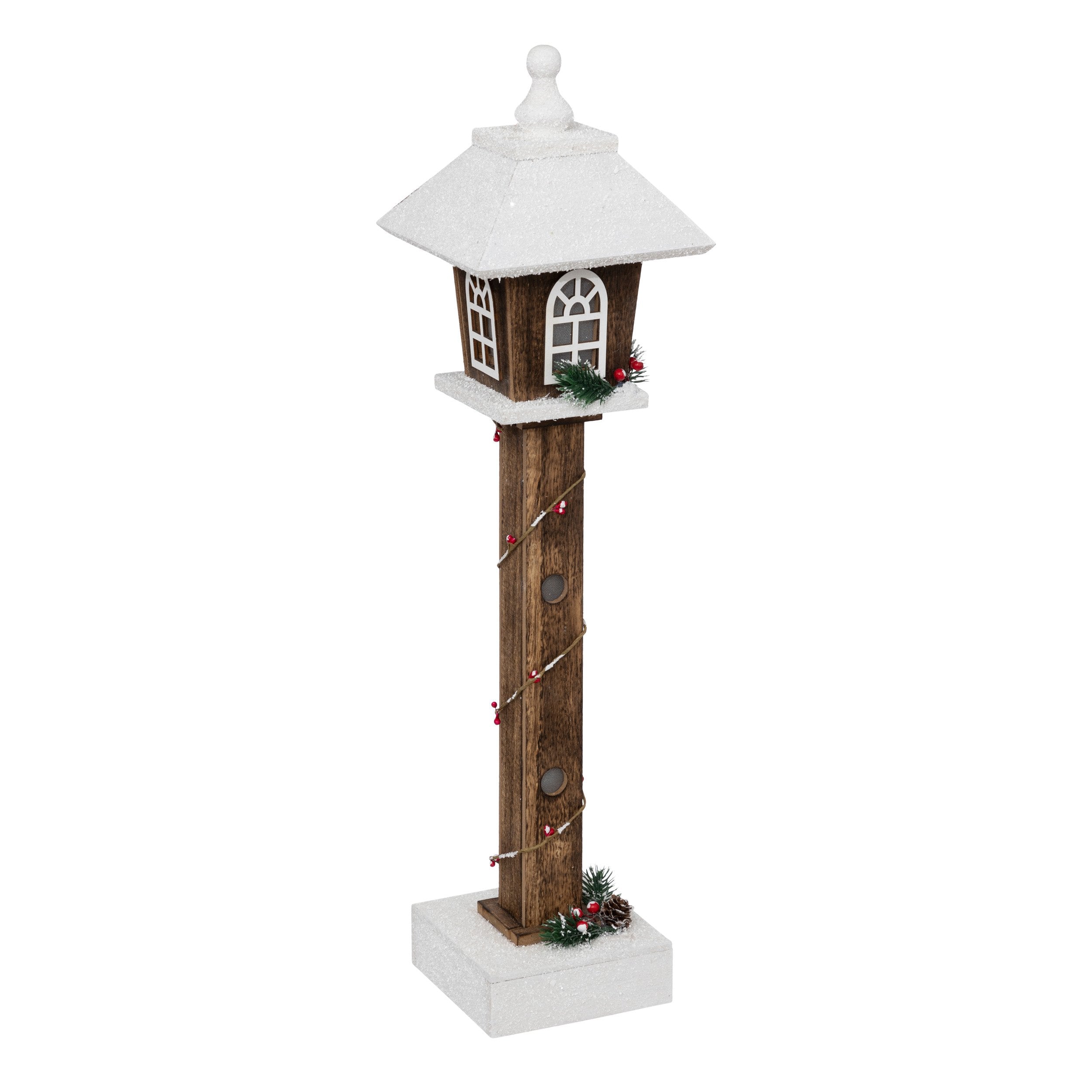 Felinar luminos inzapezit din lemn, H 60 cm | Atmosphera