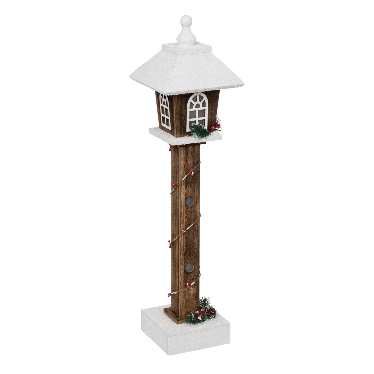 Felinar luminos inzapezit din lemn, H 60 cm | Atmosphera