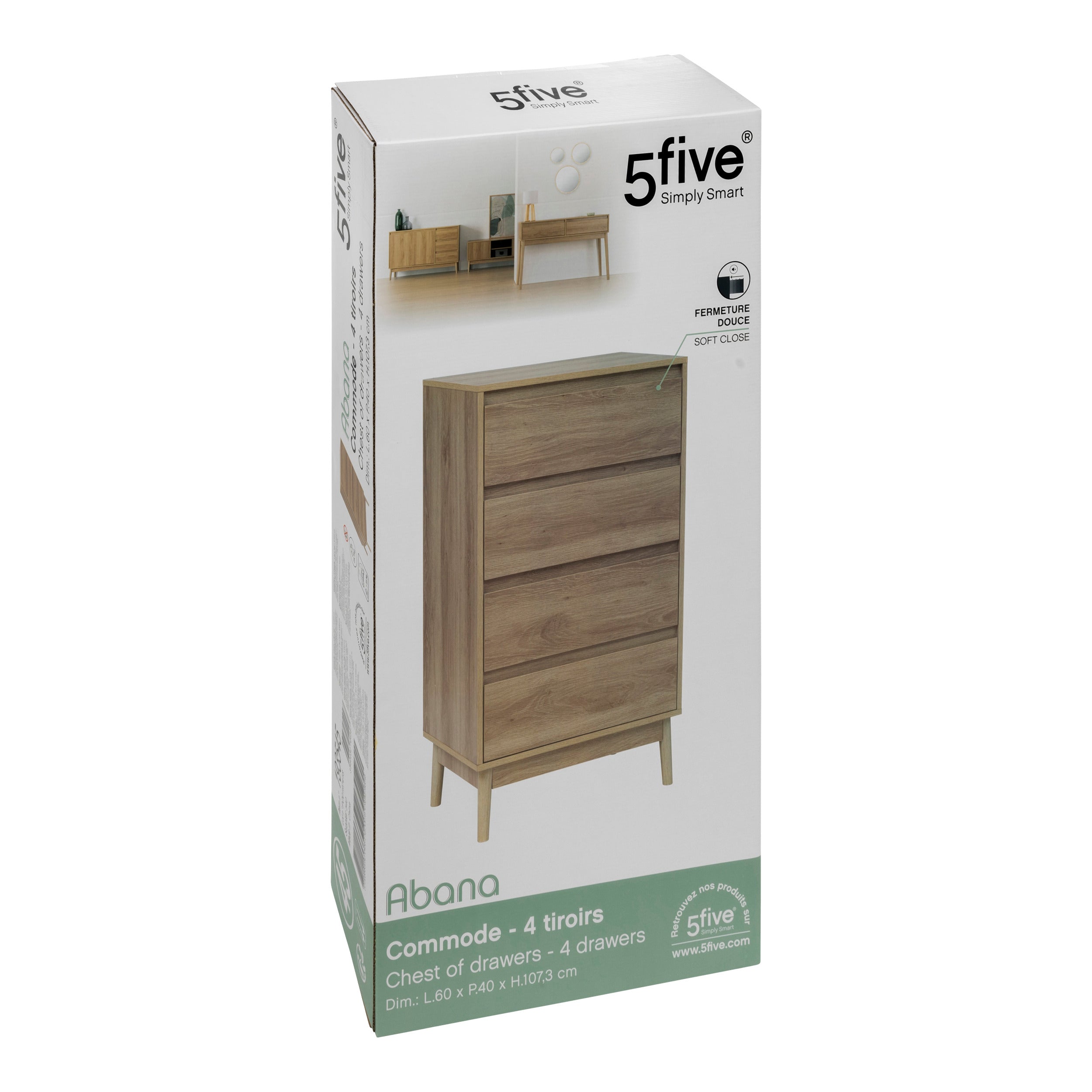 Mobilier depozitare, comoda 4 sertare abana - Five