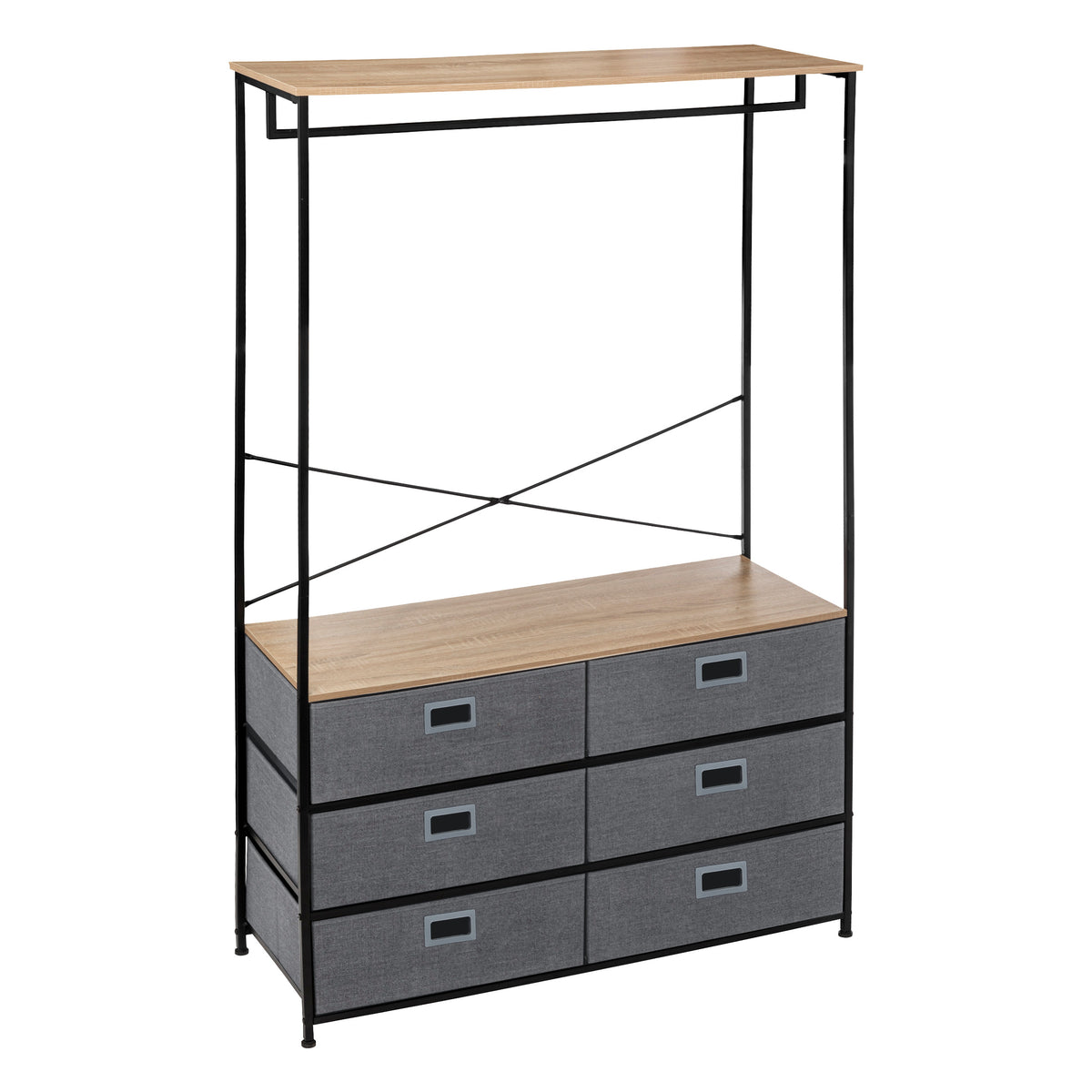 Mobilier depozitare, dressing bara cu 6 sertare gri tissa - Five