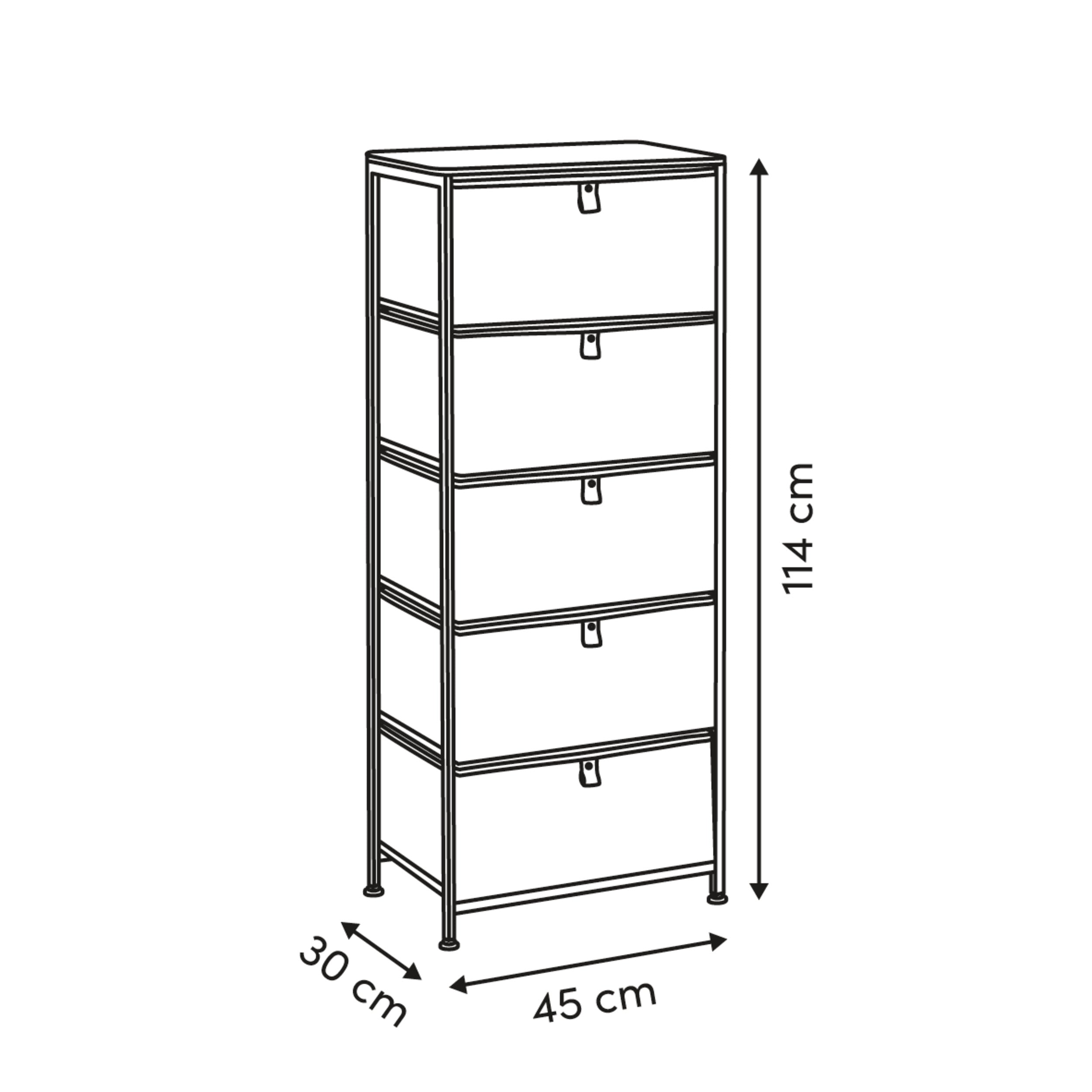 Mobilier depozitare, 5 high dra chest beige tissa - Five