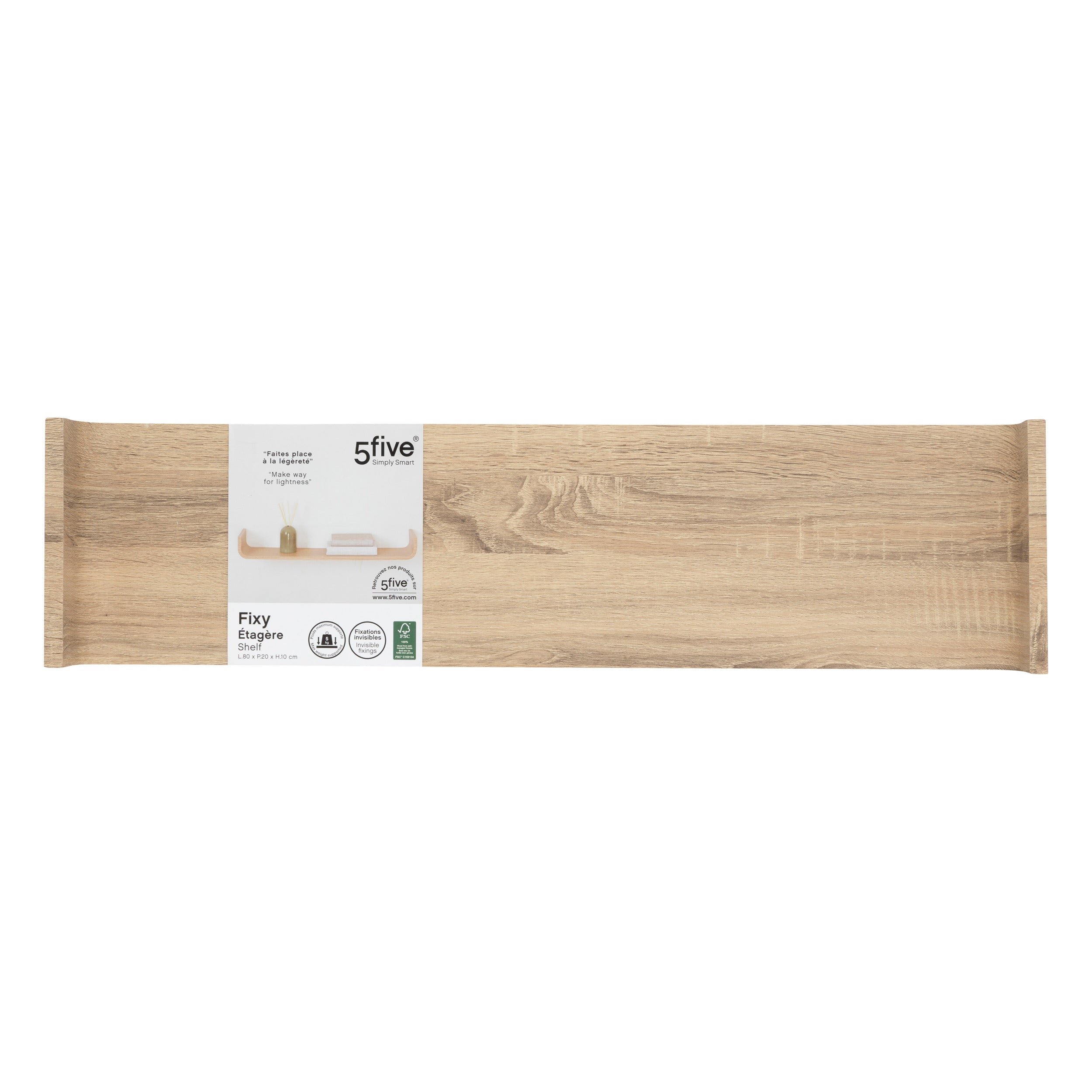 Polita curbata 80 cm stejar fixy - Five