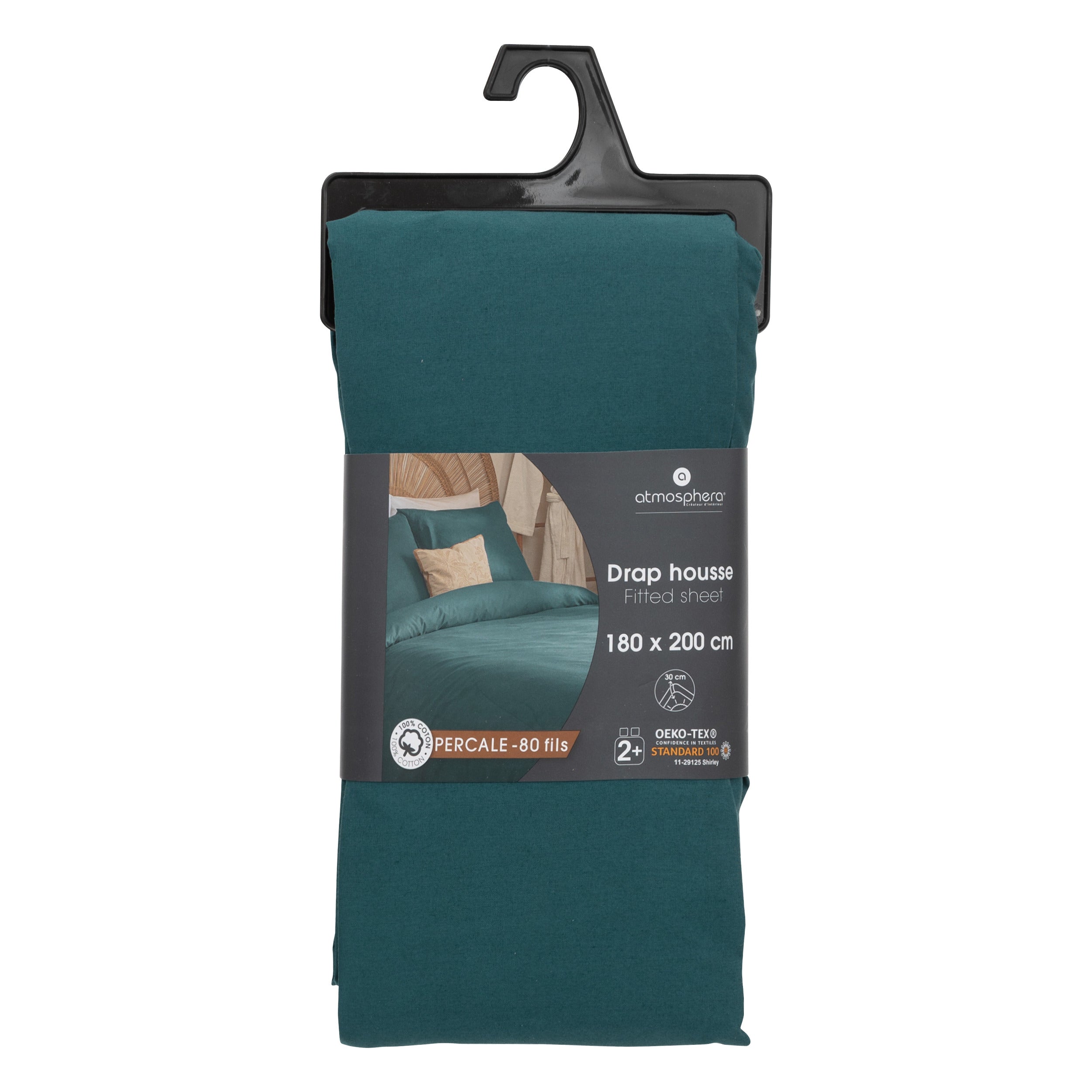 Textila pentru casa, cearceaf cu elastic D30 cm 2 piese perc ae180x200 - Atmosphera