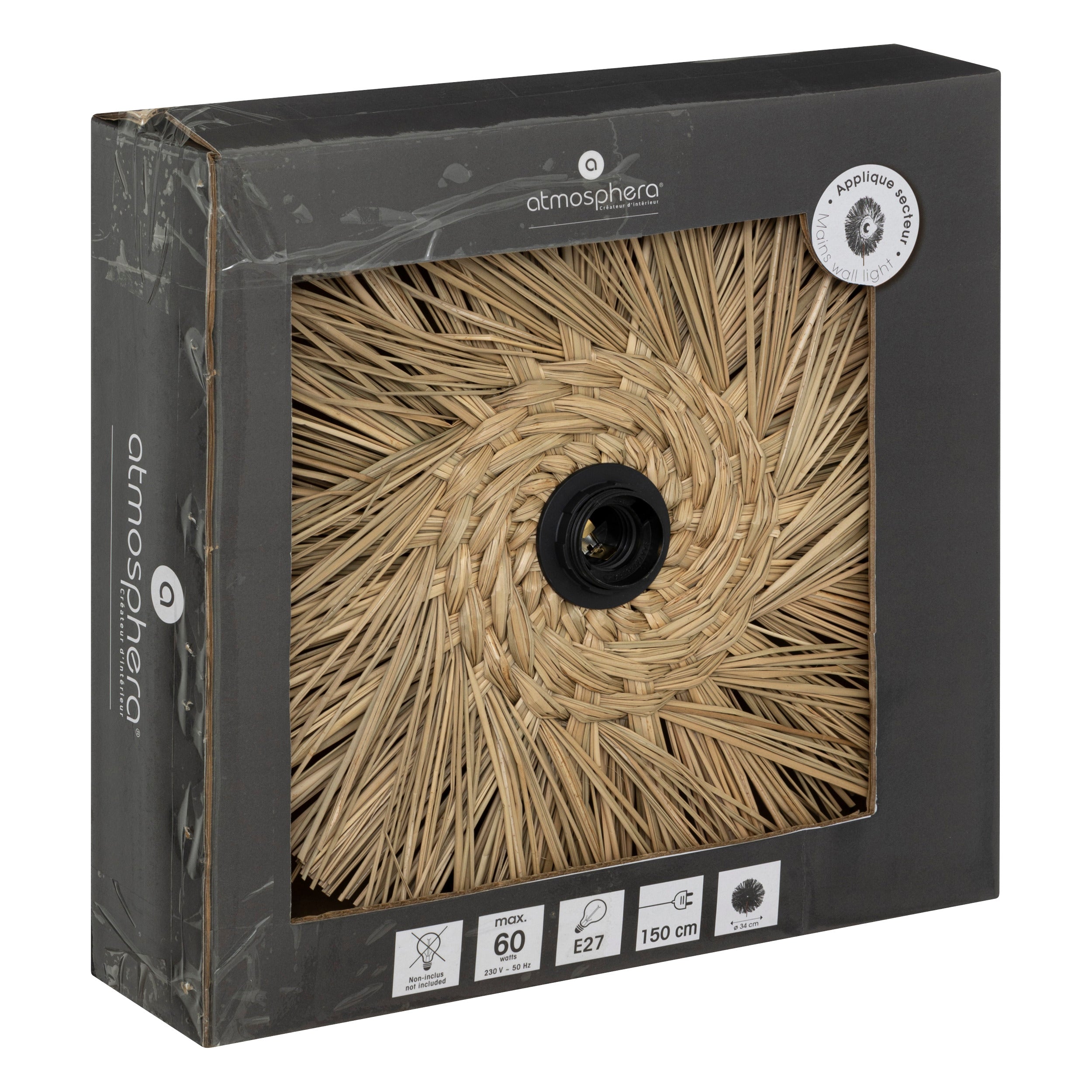 Corp de iluminat, aplica perete tea natur paie D34 cm - Atmosphera