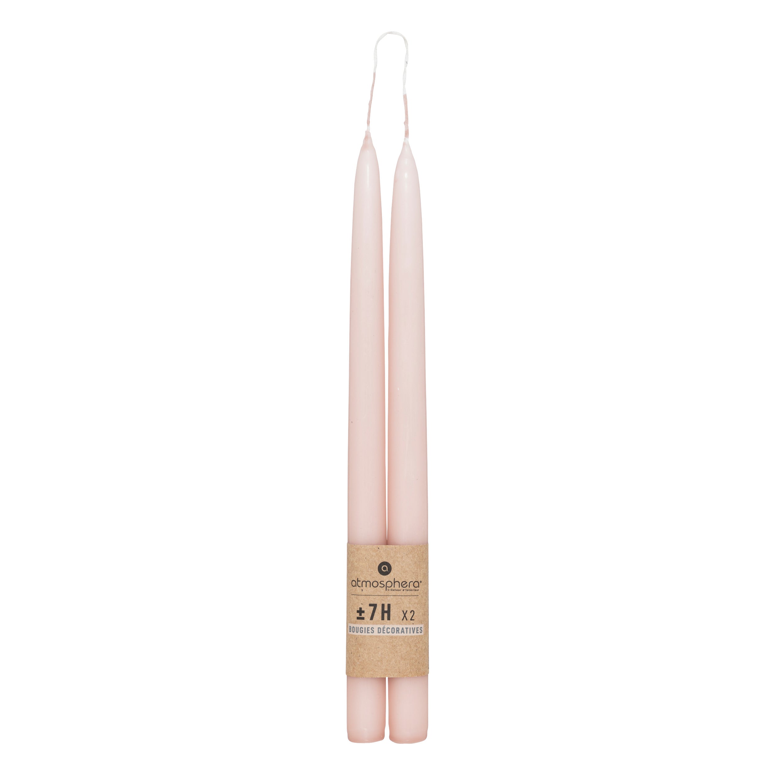 Lumanare betisor "Hugo", 2 bucati - Roz, 70 g - Atmosphera
