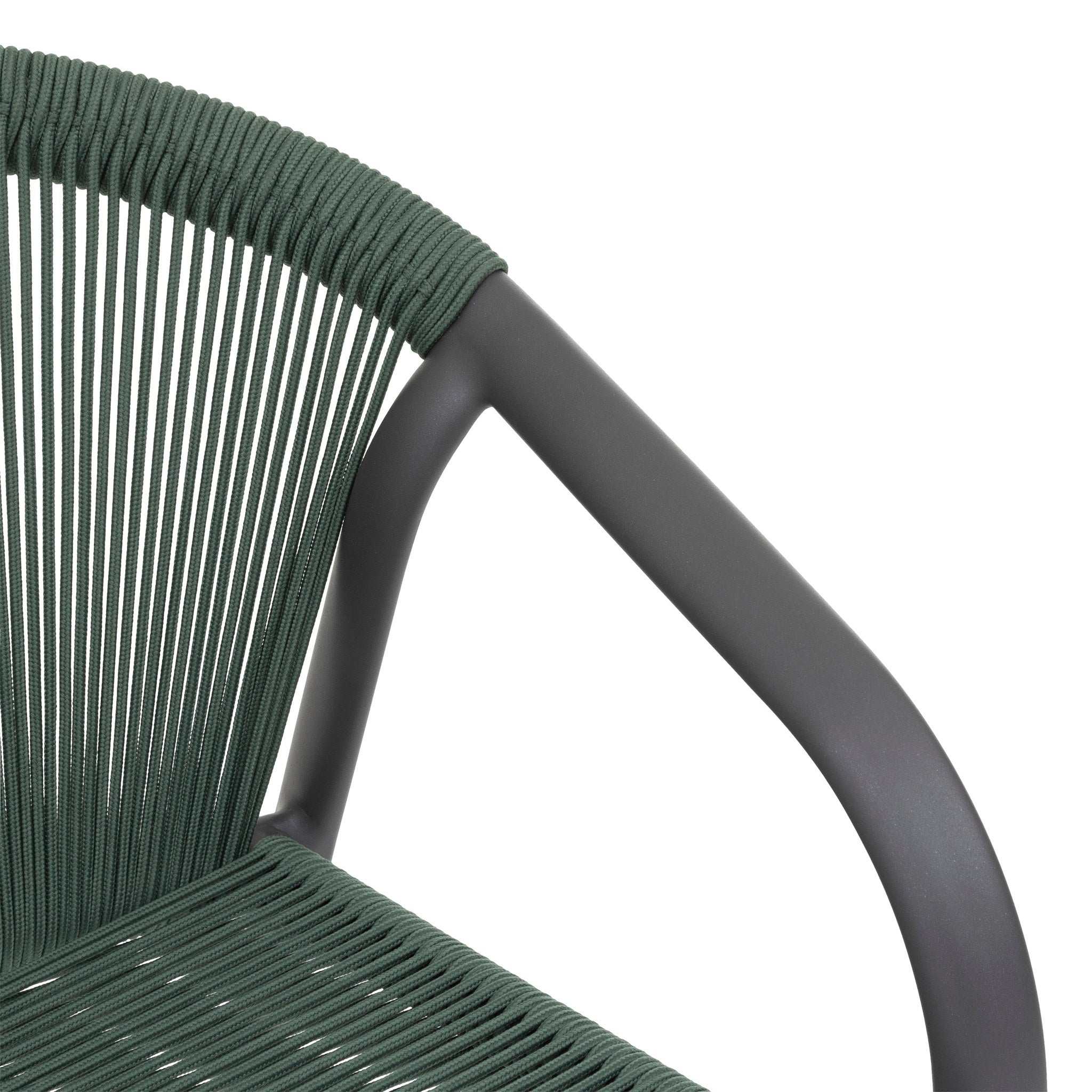 Scaun de gradina stivuibil Riu, verde masliniu si grafit, fabricat din aluminiu acoperit cu epoxid - Hesperide
