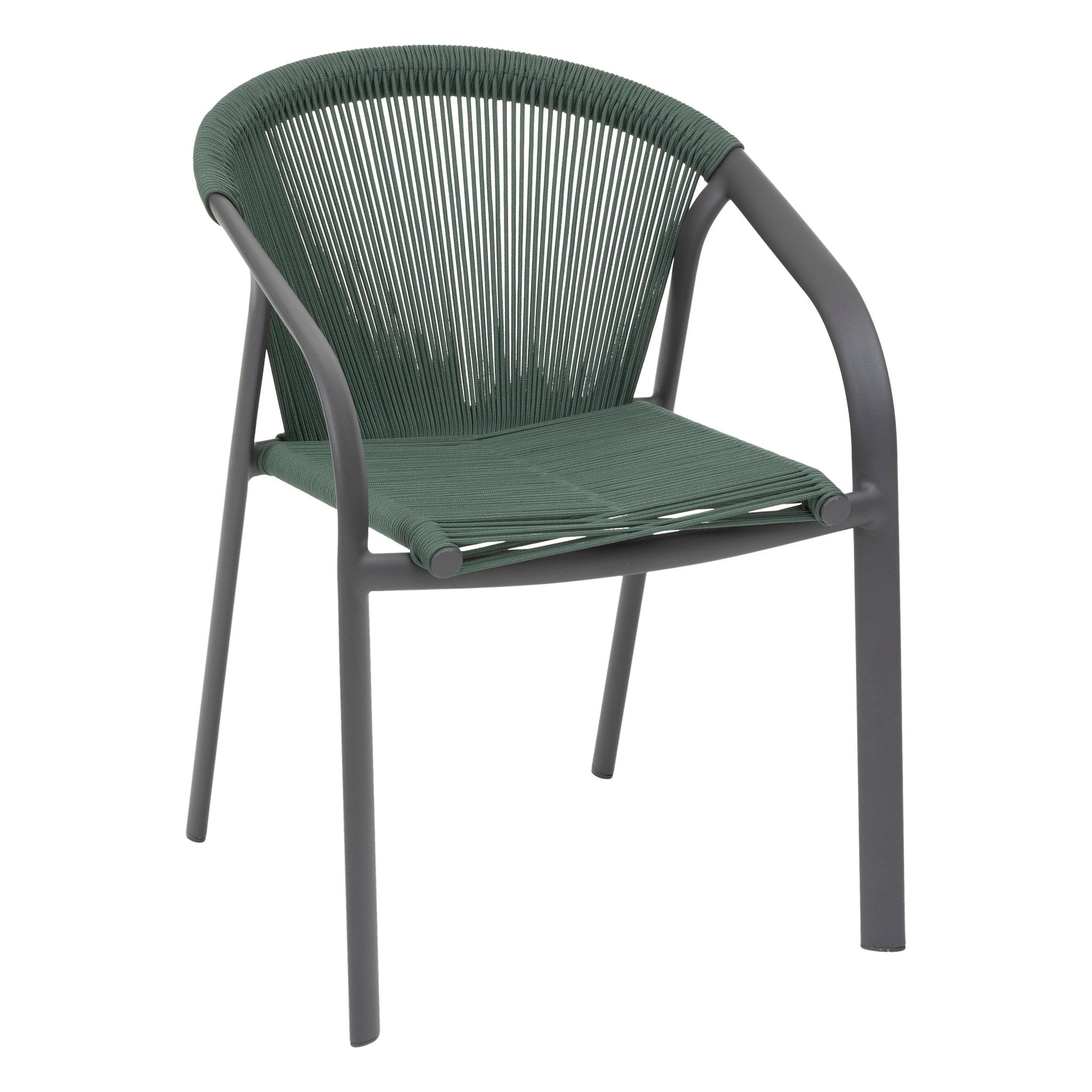 Scaun de gradina stivuibil Riu, verde masliniu si grafit, fabricat din aluminiu acoperit cu epoxid - Hesperide