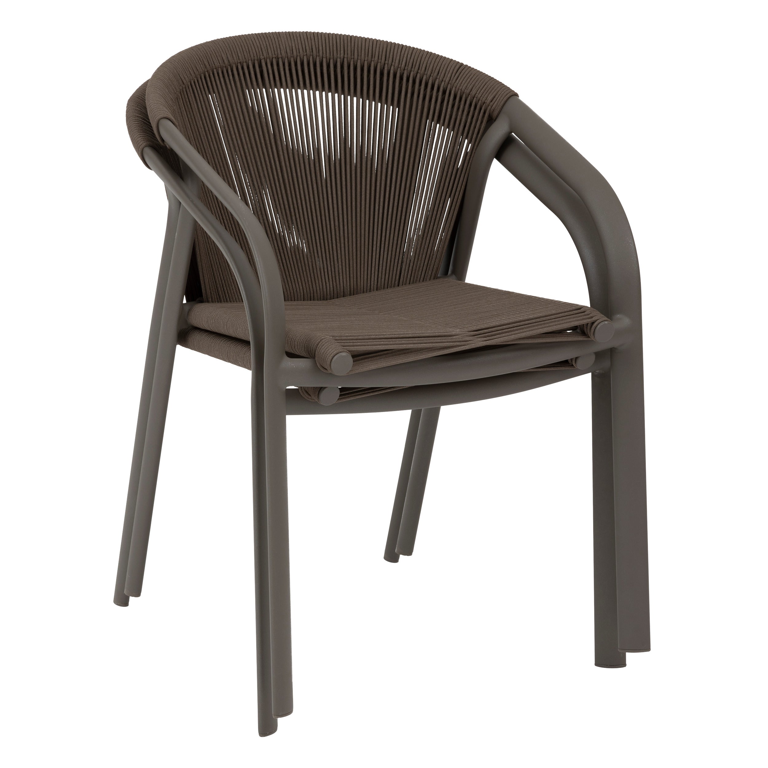 Scaun de gradina stivuibil Riu din aluminiu acoperit cu epoxid verde wenge si pralina - Hesperide