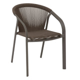 Scaun de gradina stivuibil Riu din aluminiu acoperit cu epoxid verde wenge si pralina - Hesperide