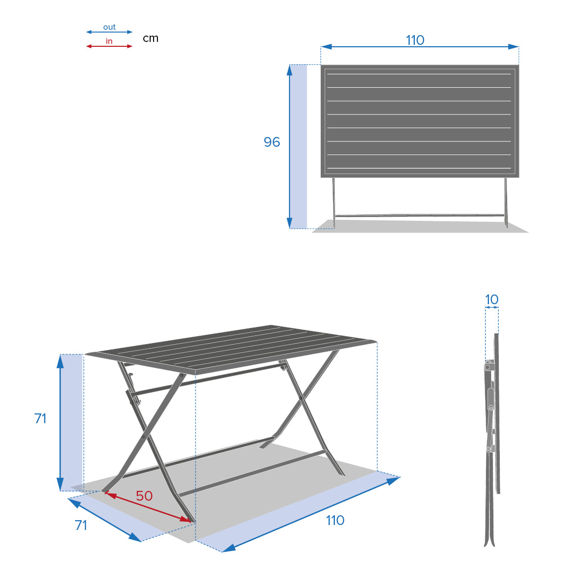 Mobilier exterior, masa pliabila 4 locuri - Hesperide