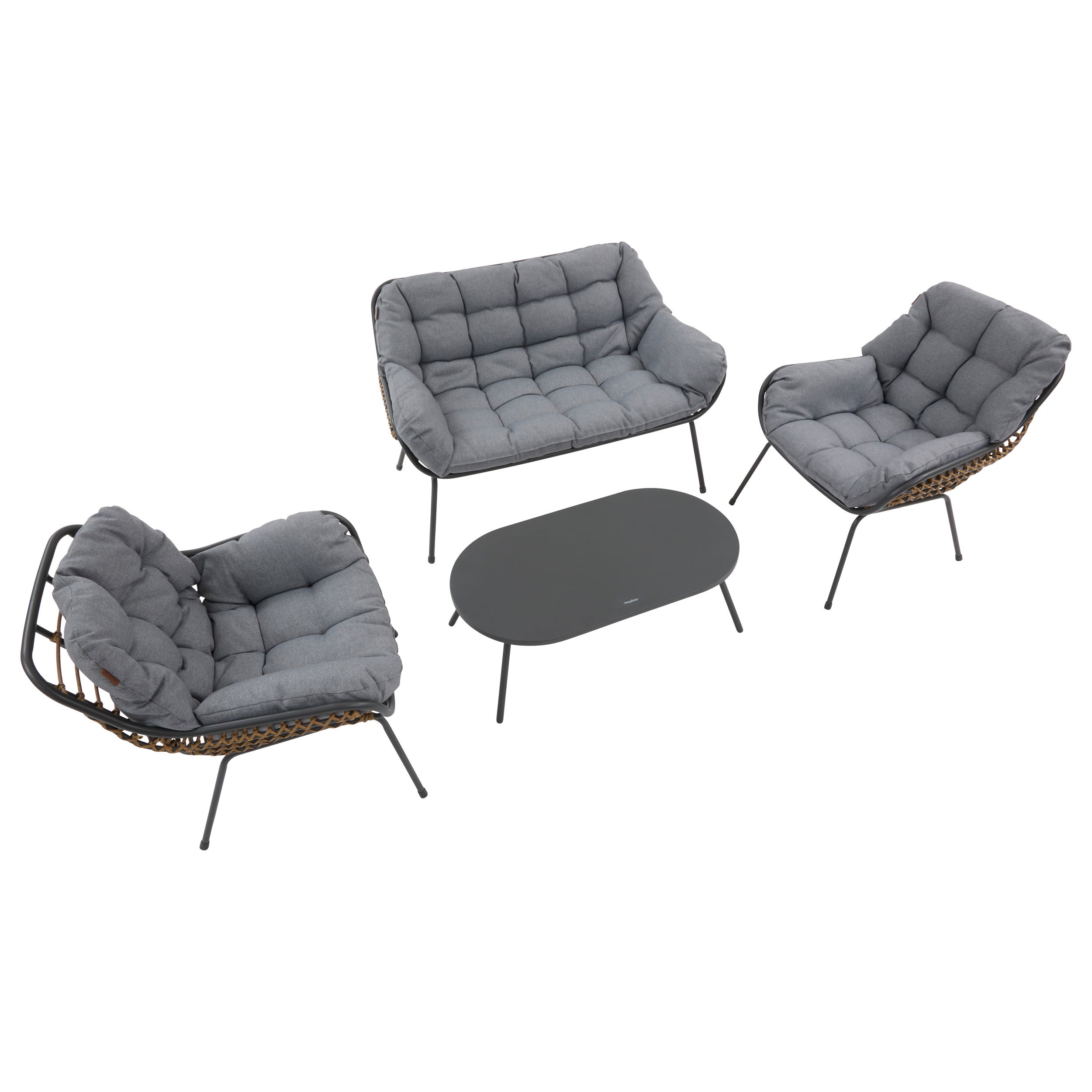 Set de lounge de gradina Paopao gri pentru 4 persoane de la Hesperide
