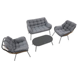 Set de lounge de gradina Paopao gri pentru 4 persoane de la Hesperide